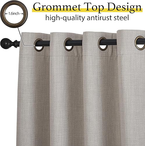Miniatura 7 de NICETOWN 2 paneles de cortinas opacas de lino de 50 x 102 pulgadas de largo con 2 paneles de 34 x 30 pulgadas de largo, cenefas opacas de lino con