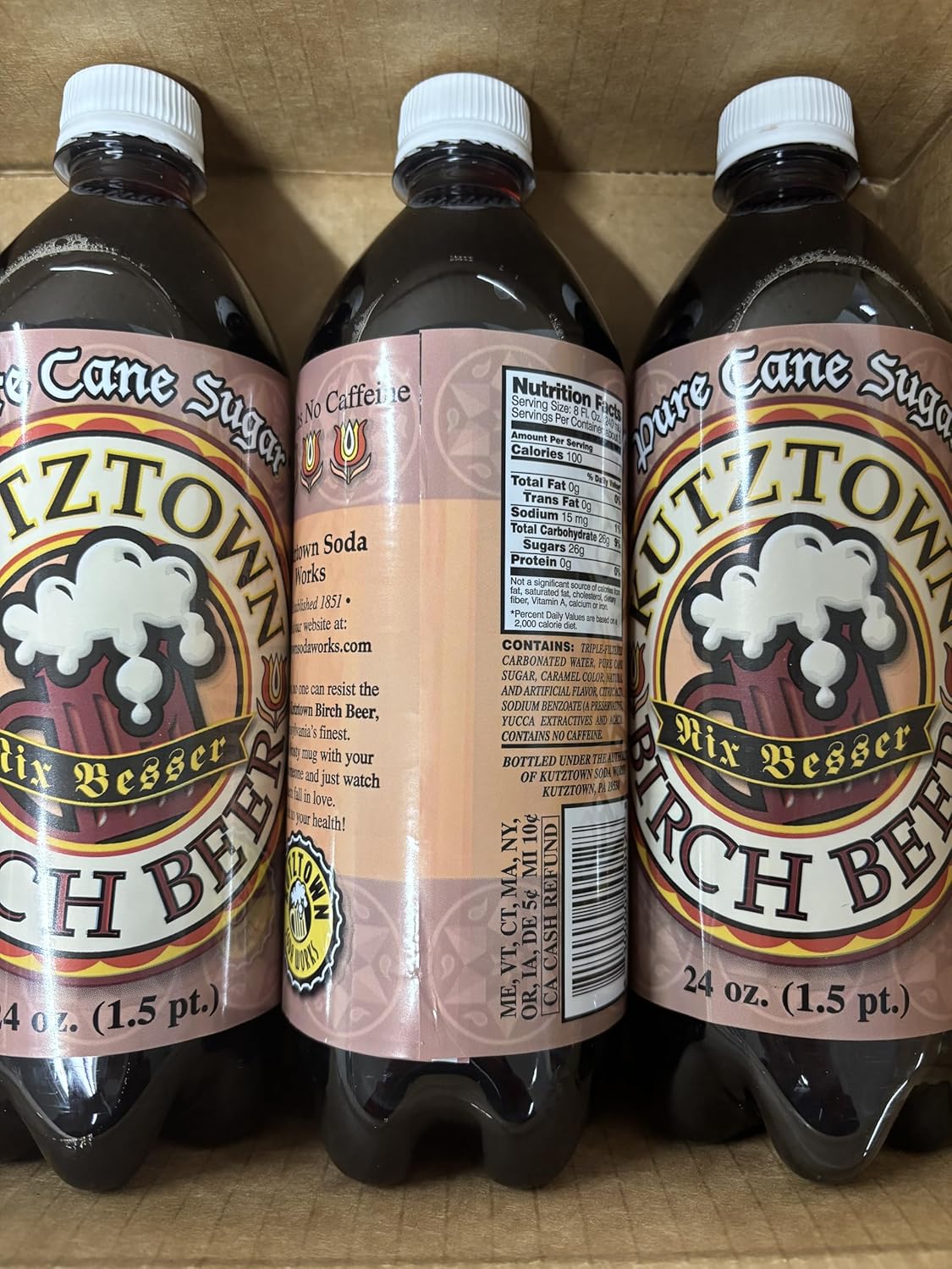AmishTastes Kutztown "Nix Besser" Birch Beer, Famous Amish Drink, 24 Oz. (Pack of 4)