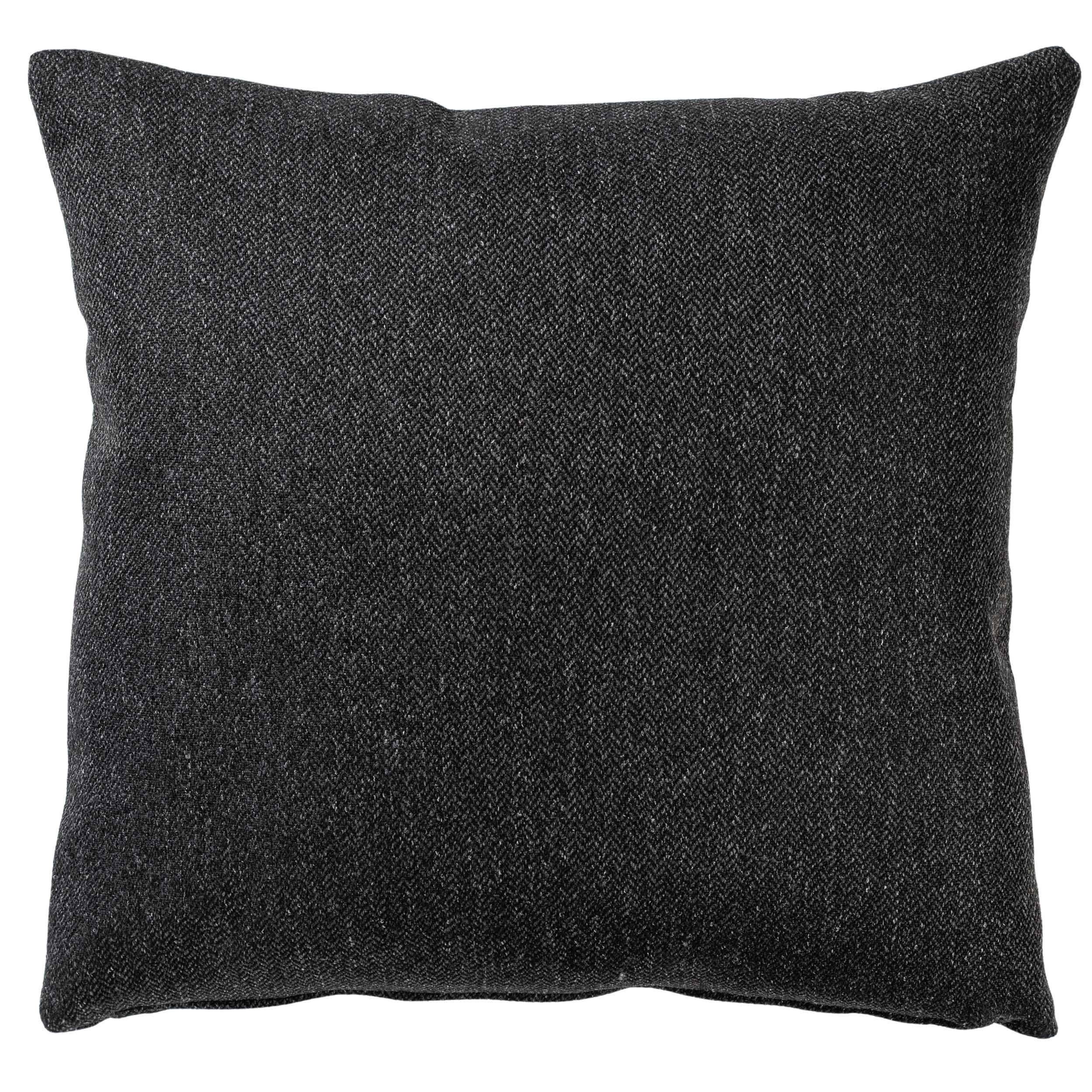Linen Loft Classic Herringbone Tweed Cushion in Charcoal Grey. Deep Grey Traditional Check Design. 17x17 Square Cushion Cover