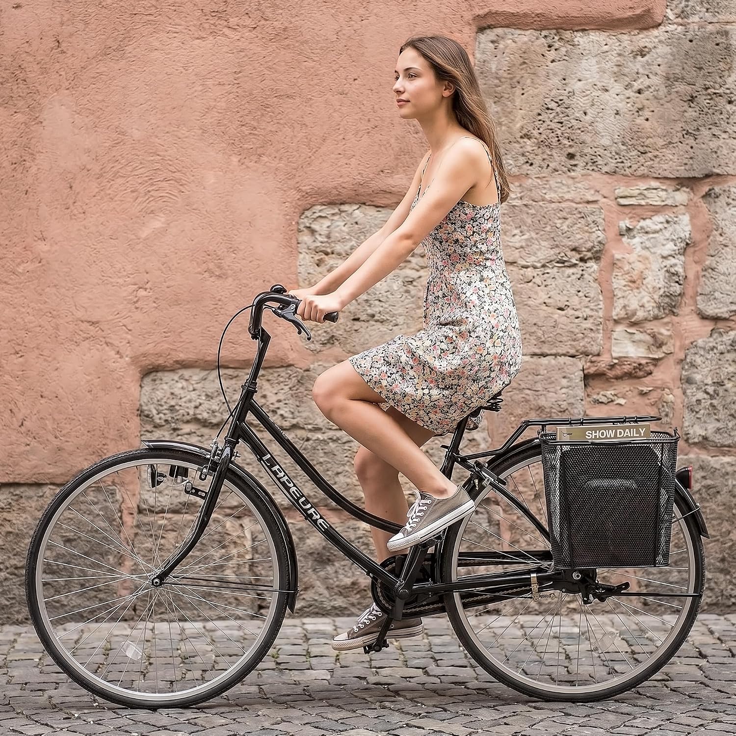 CXWXC Pannier Bike Basket with Handle - Detachable Rear Wire Baskets | Large Capacity - Easy Assembly and Portability for Bicycle Rack