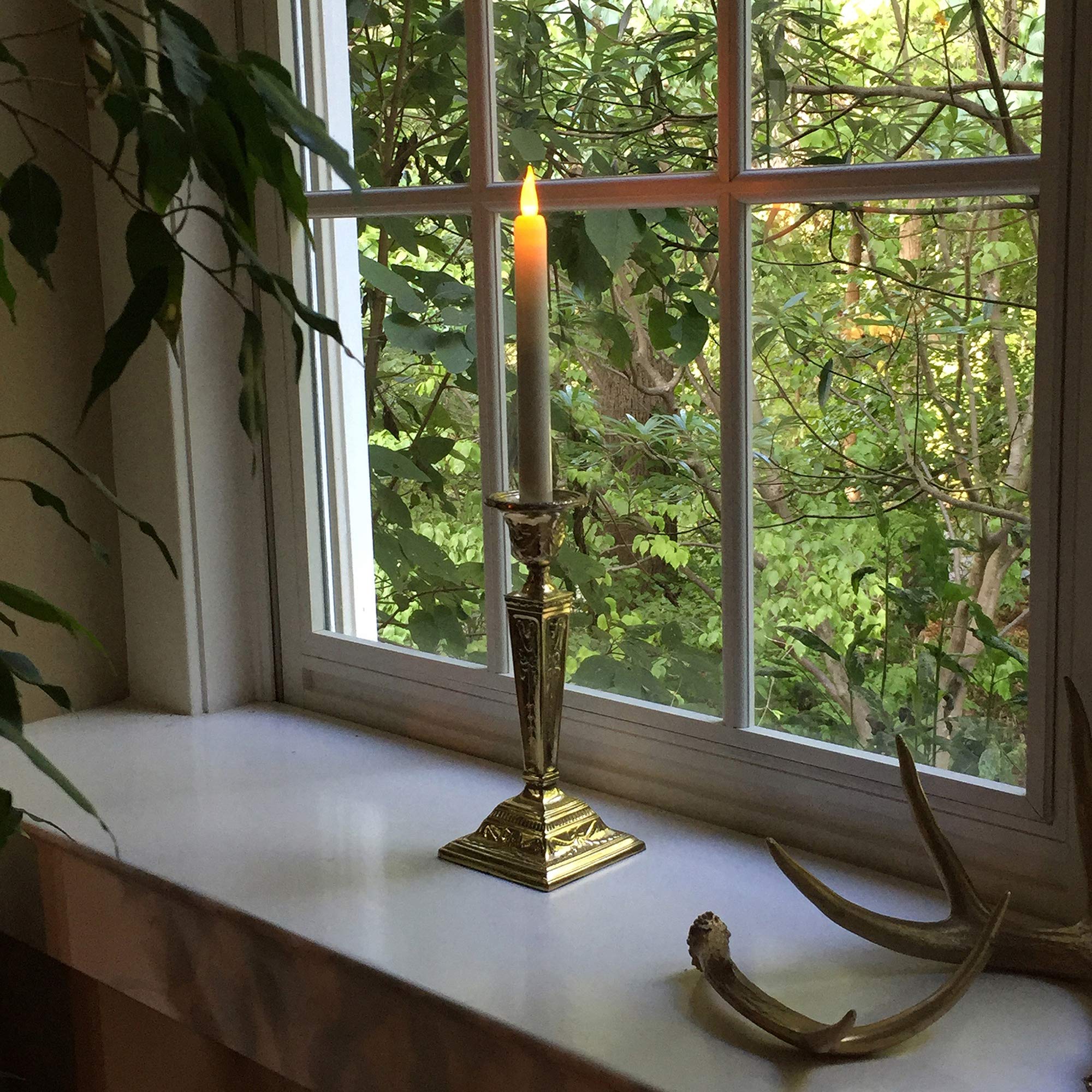 LumaBase Battery Operated Taper Candles, Soft White - Set of 4