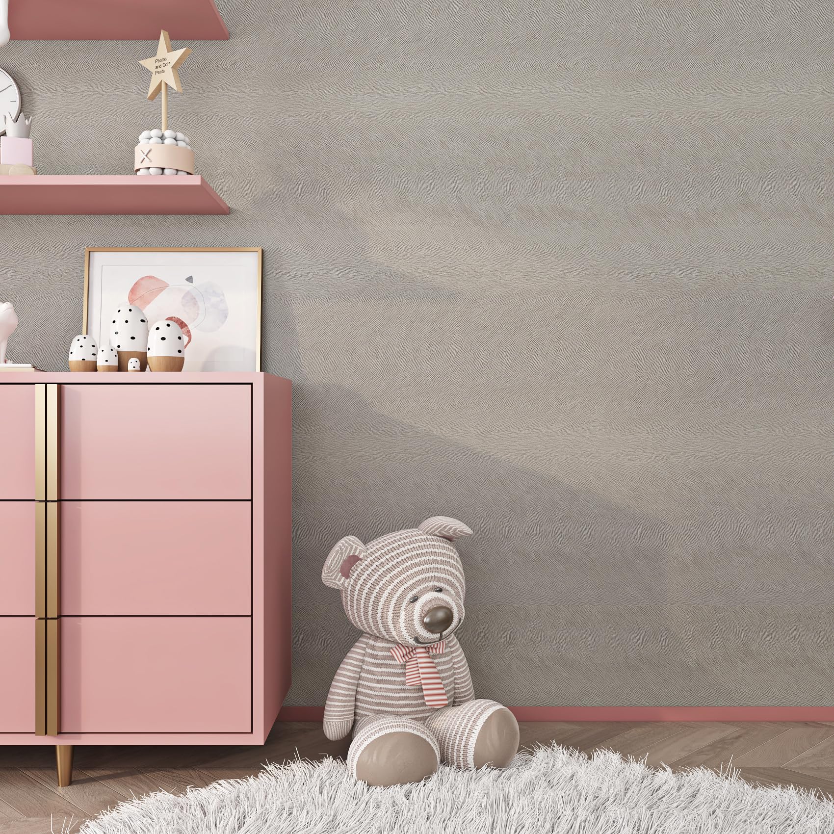 Livelynine Pellicola Adesiva per Mobili Grigia Rilievo Carta Adesiva per Mobili Cucina Armadio Lavabile Carta da Parati Adesiva Muro Camera da Letto Grigio Chiaro Adesivi per Mobili Cassetti 40CMx2M