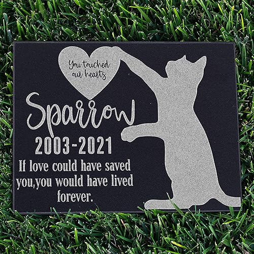 Vista 4 de Be Burgundy Personalized Cat Memorial Stone - Granite Cat Grave Marker 6" x 6" Sympathy Poem, Loss of Cat Gift, Indoor - Outdoor Tombstone