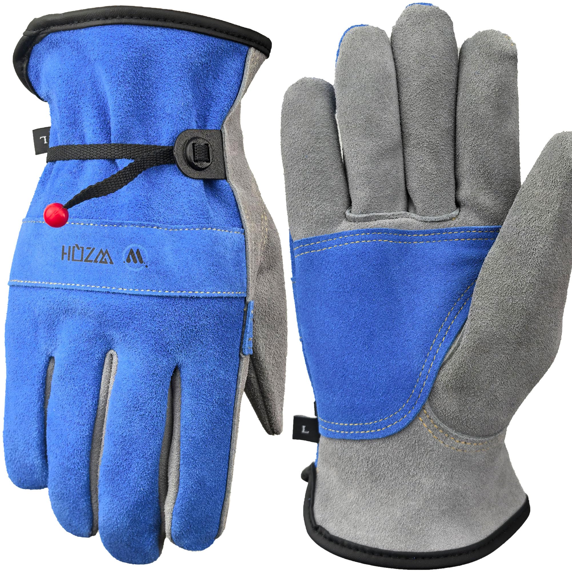 WZQH Leather Work Gloves for Men or Women.Gardening,Welding,Blue-Grey S
