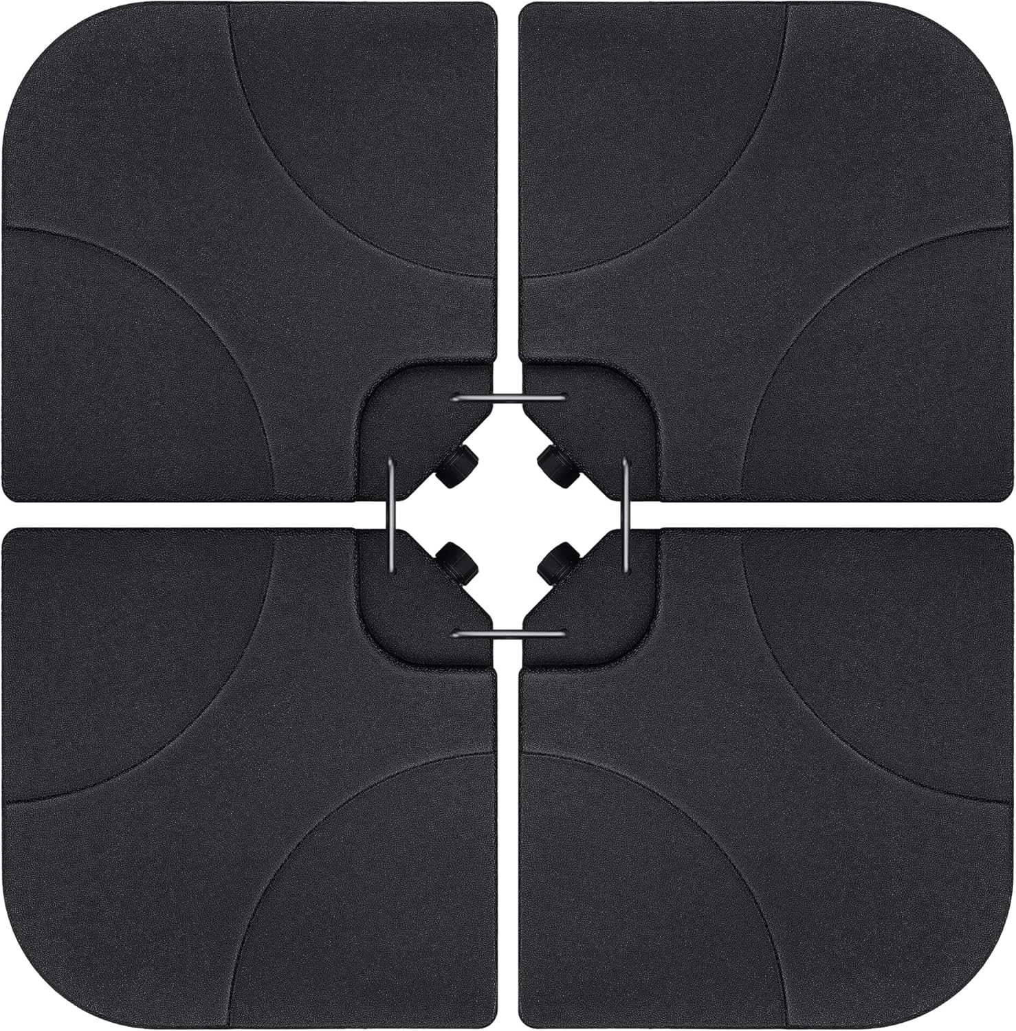 Devoko 4-Piece Heavy-Duty Cantilever Offset Patio Umbrella Stand & Base Plate Set with Easy-to-Fill Spouts for Garden, Poolside, Seaside, Black