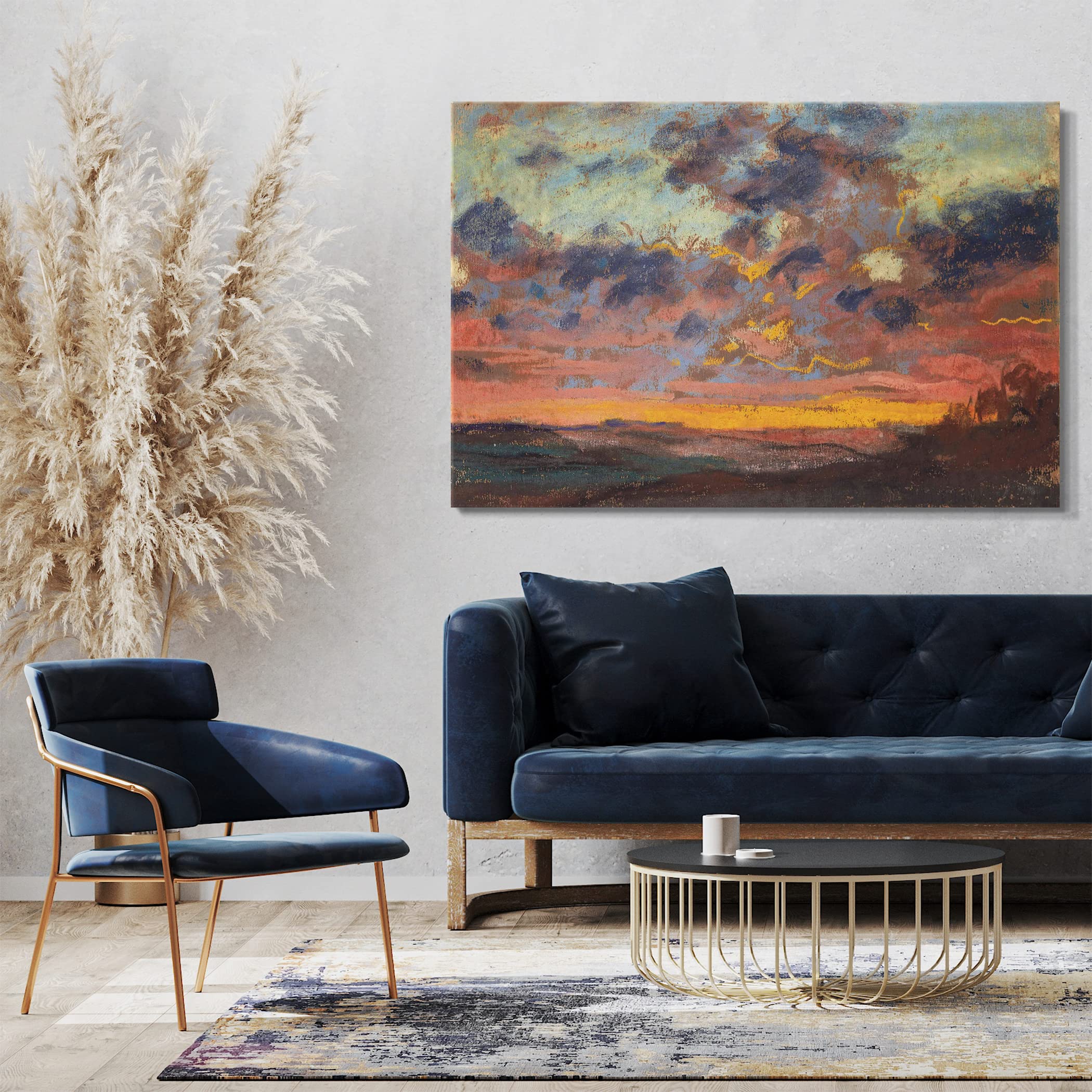Printed Paintings Stampa su Tela (60x40cm): Claude Monet - Tramonto