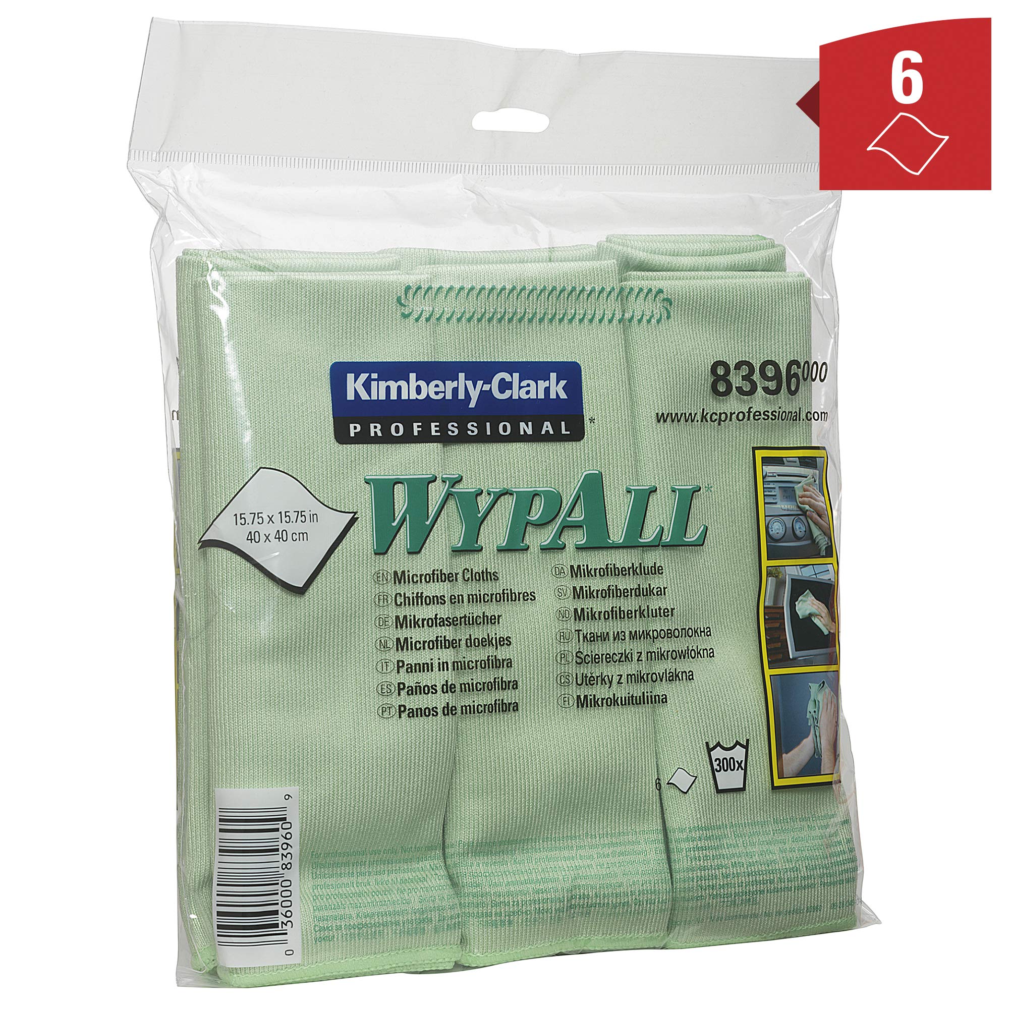 WypAll Paños de microfibra 8396, 4 paquetes portátiles x 6 paños verdes