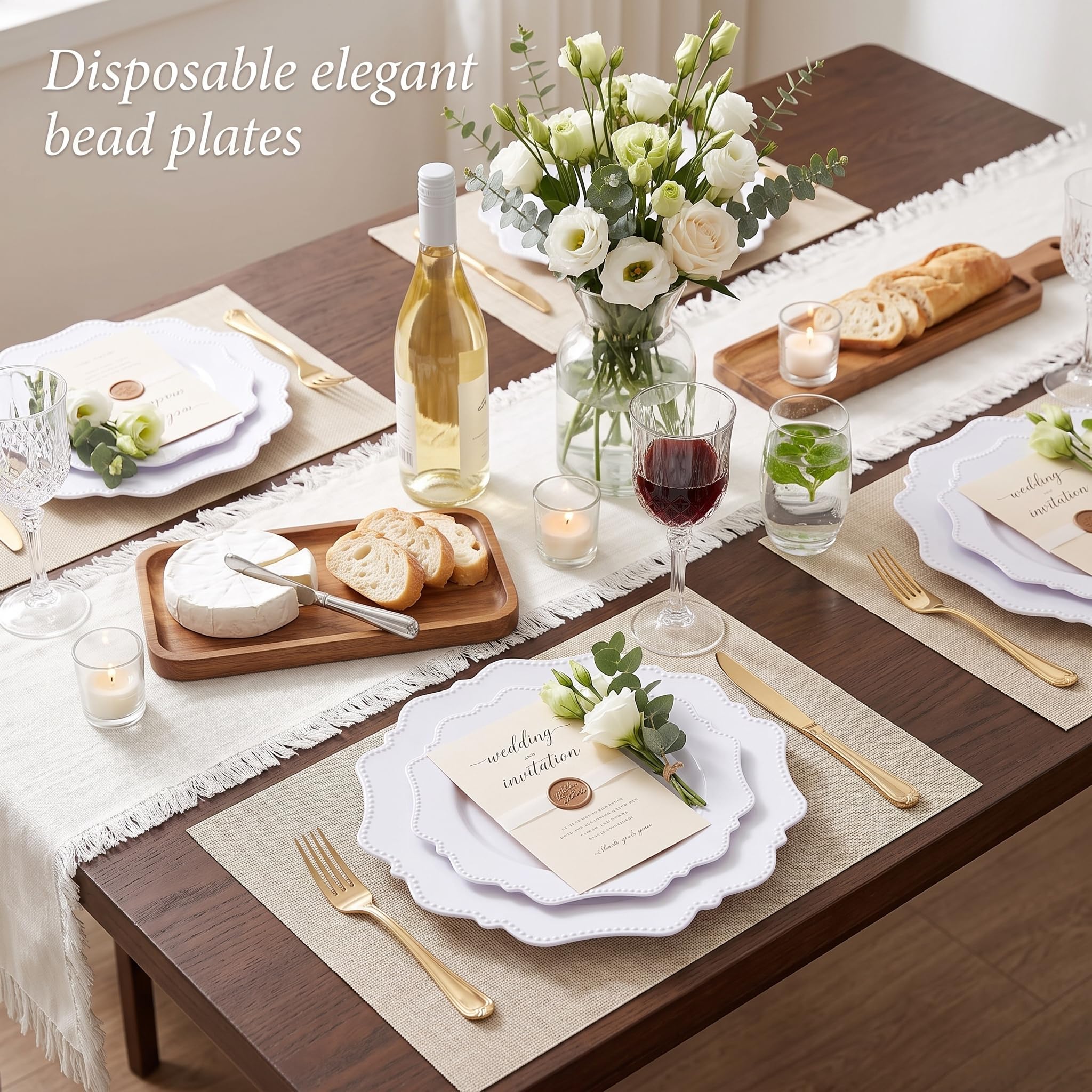 White Plastic Party Plates - 60 Pack -5