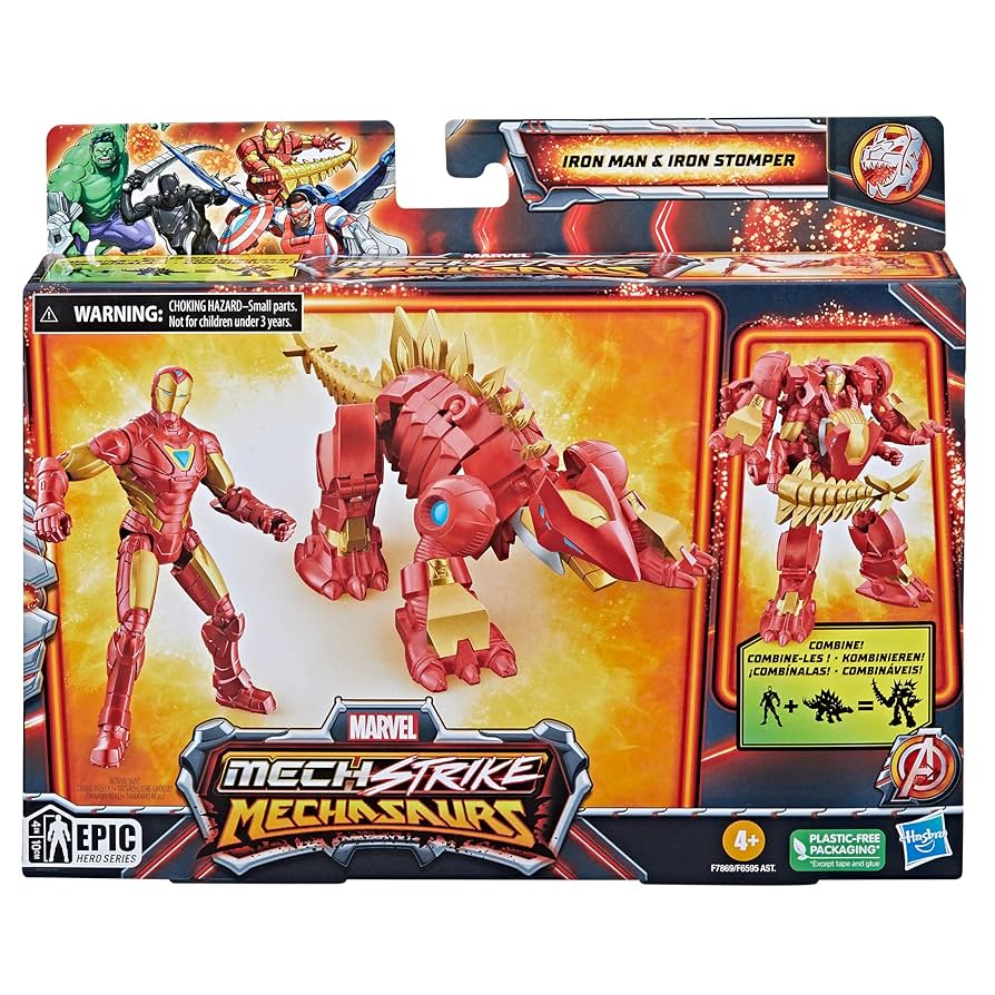 デストロイヤー フィギュア marvel Amazon.com: Marvel Mech Strike Mechasaurs, 4-Inch Iron Man