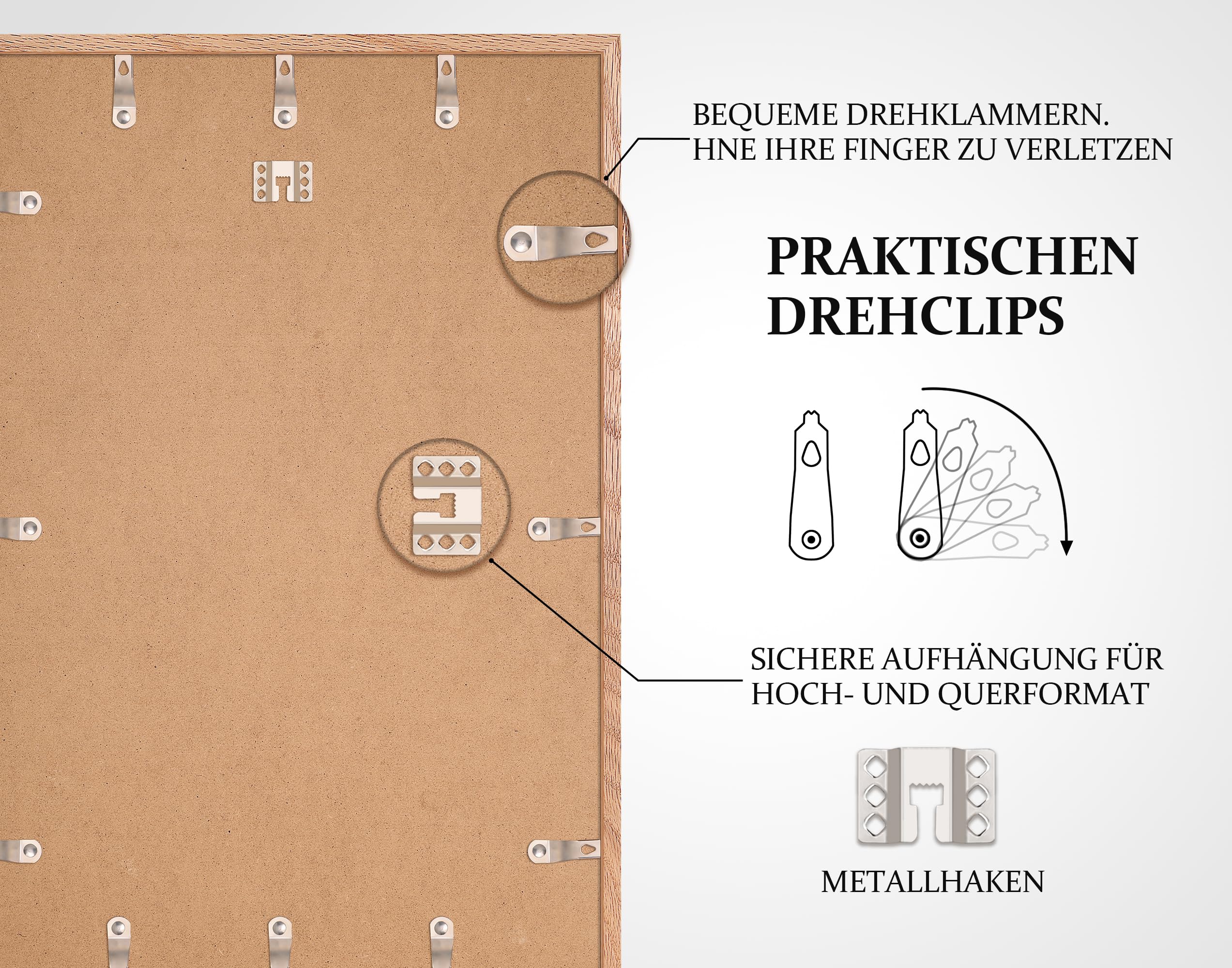 HIMEETIME® 2x Bilderrahmen für 50 x 70 cm Natur Holz Eiche Dünner Rahmen,Picture Frame 50x70cm,Großer DIY-Collage-Rahmen mit Folienabdeckung – Nur zur Wandmontage