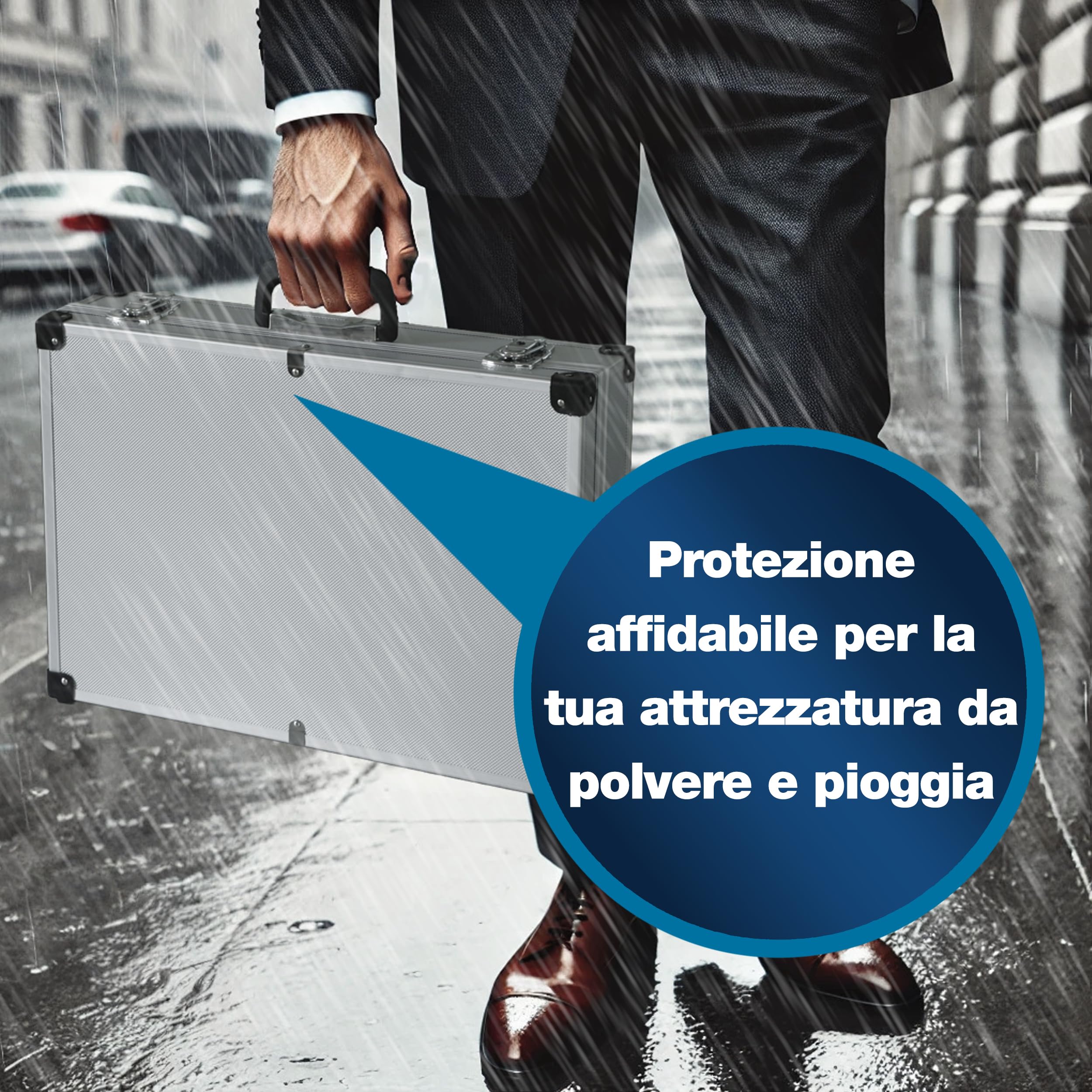 Peaktech 7270 - Custodia Universale per Strumenti di Misura, Custodia in Alluminio Resistente, Vano Porta Attrezzi, Imbottitura in Schiuma, con Lucchetto, Antipolvere, XXL - 500 x 350 x 120 mm
