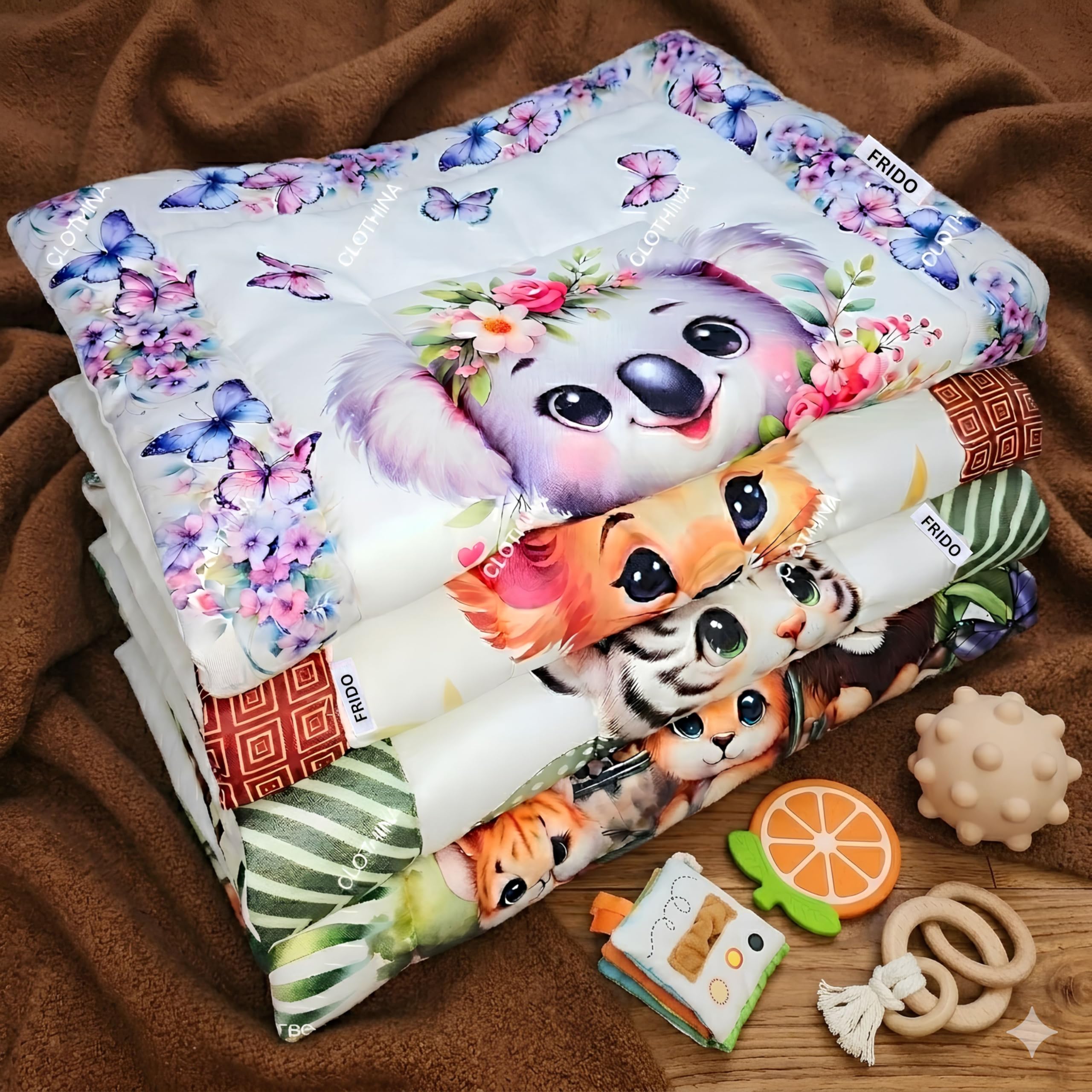 FRIDO New Born Baby Godadi Pack of 4 Combo Set Soft Cotton Baby godi| Godari | Baby Bed | Crib Sheet | Cartoon Mat Godadi | Bedding Set | Multicolor(Set of 4) (Purple)-image-46
