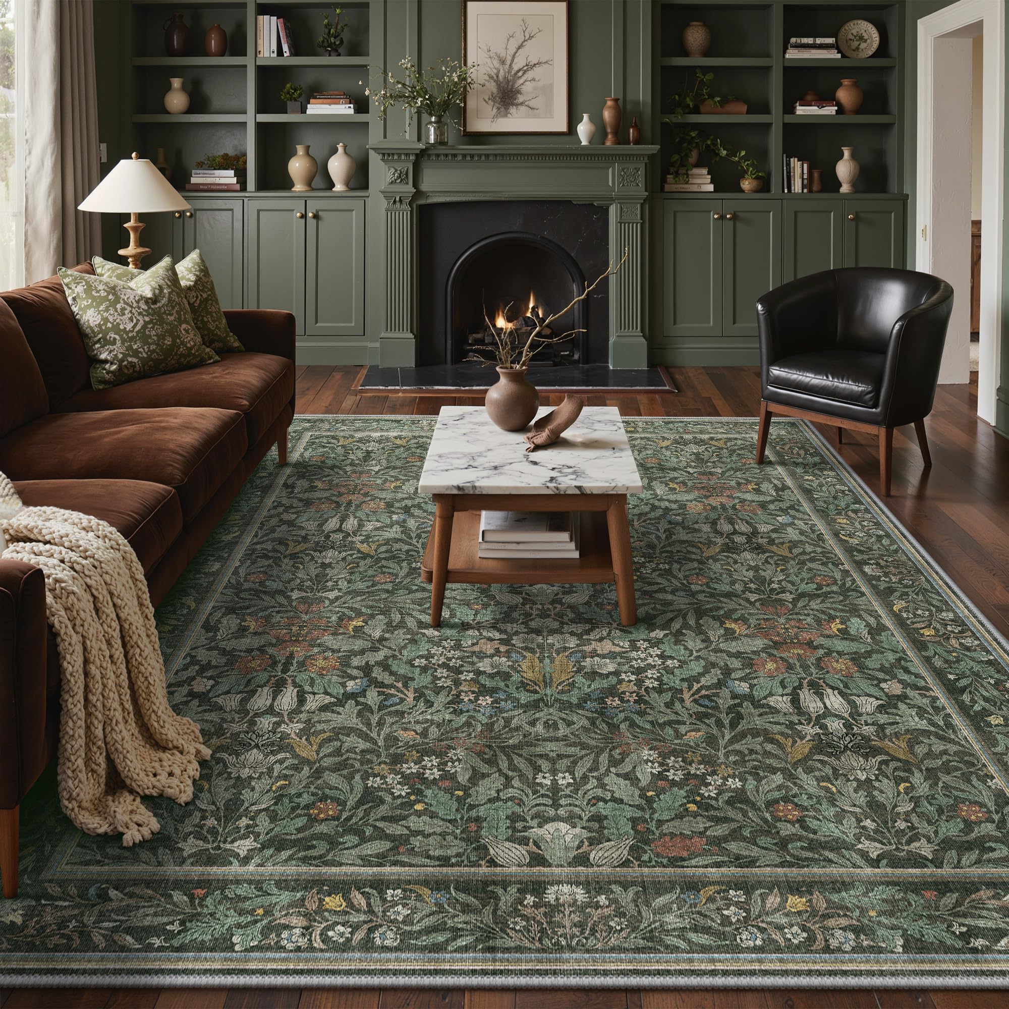GENIMO 8x10 Washable Area Rugs for Living Room, Non Slip, Dusty Sage Green