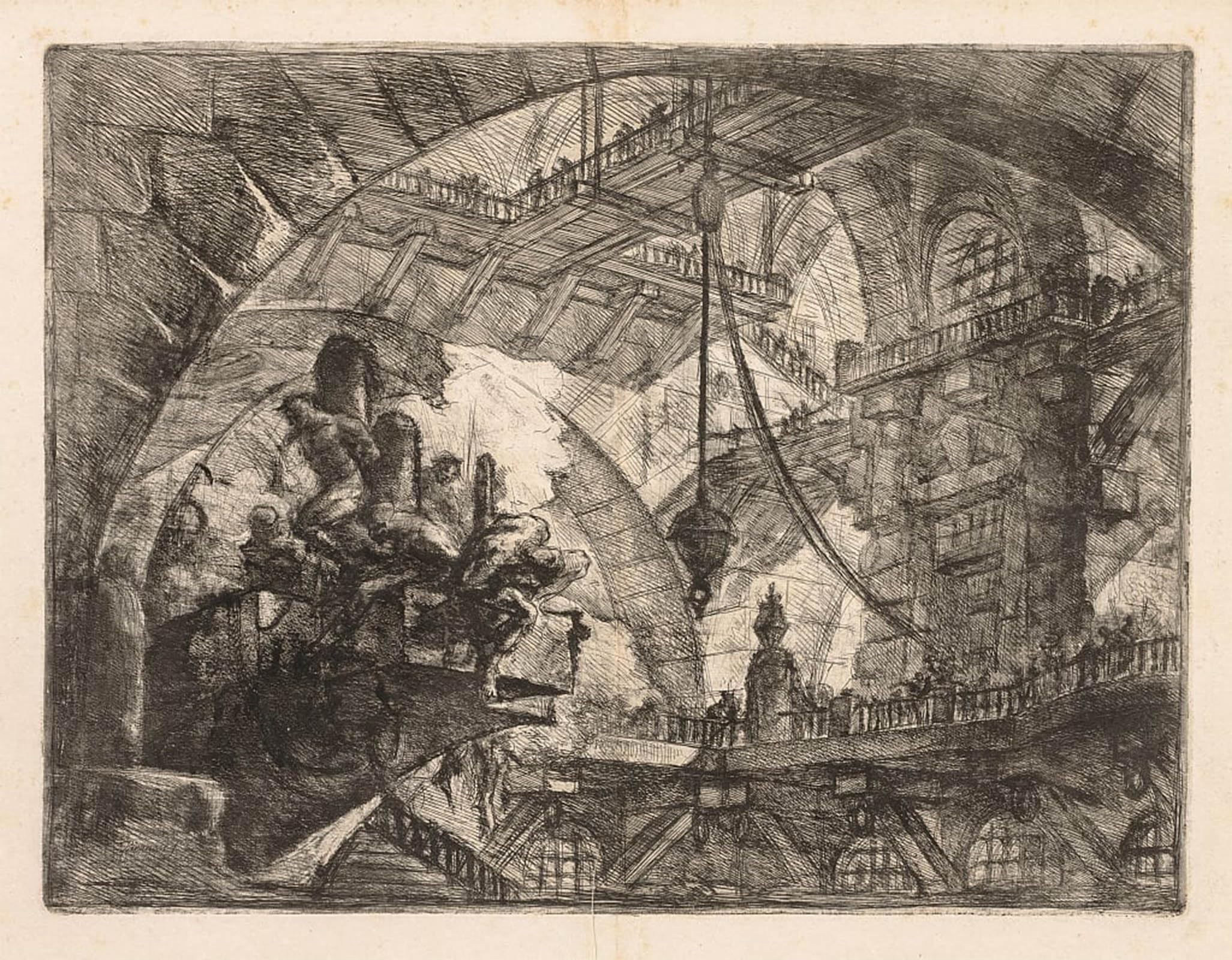 HRJUBWREE Famous Paintings Pictures Artwork Picture the Prisons a Vast Gallery with a Group of Prisoners by Battista Piranesi Photo Wall Print for Office Decor 60x90cm
