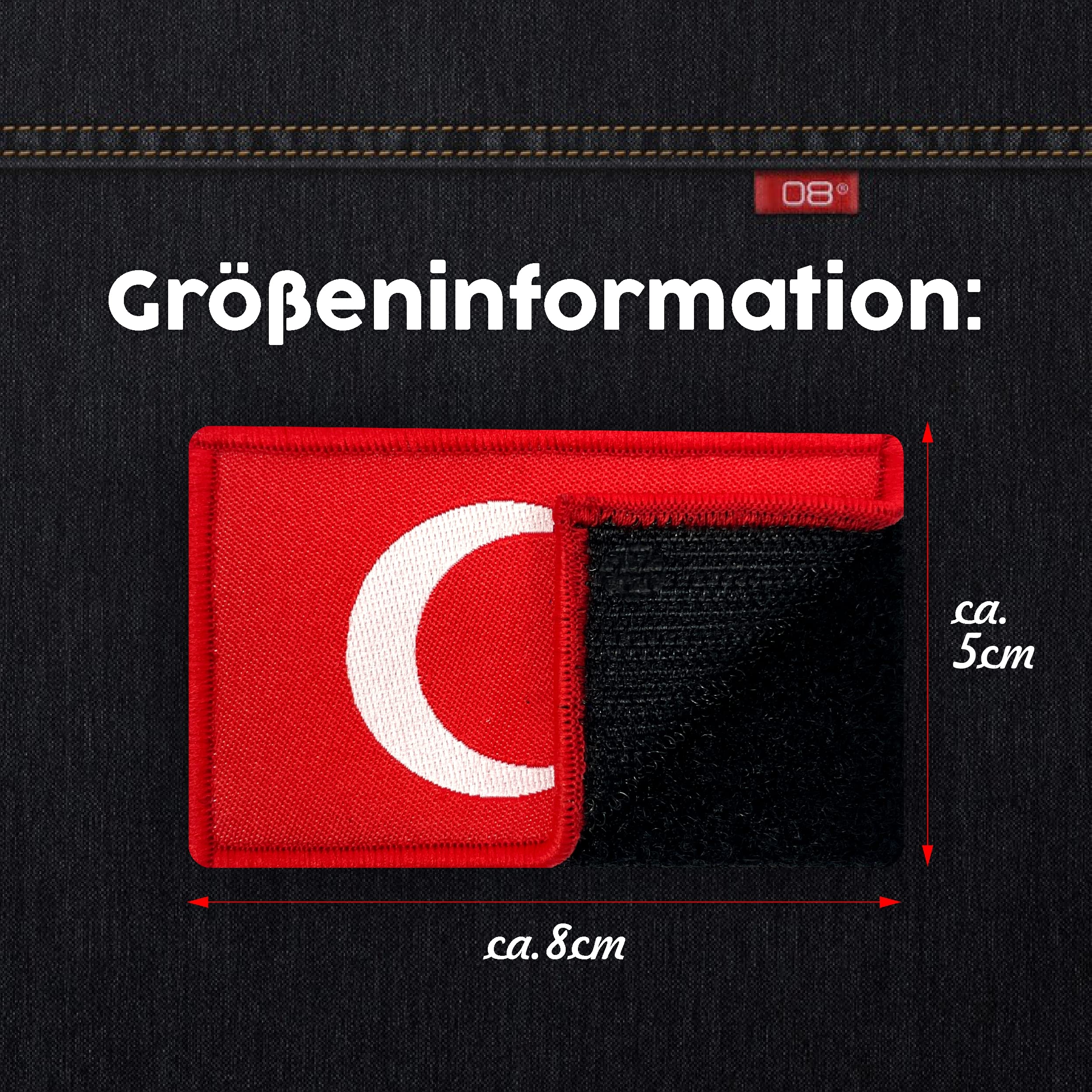 Türkei Flagge Patch Mit Klett – 8x5 Cm, Waschbar, Für Rucksäcke, Jacken & DIY, Einfach Aufnähen Oder Kleben