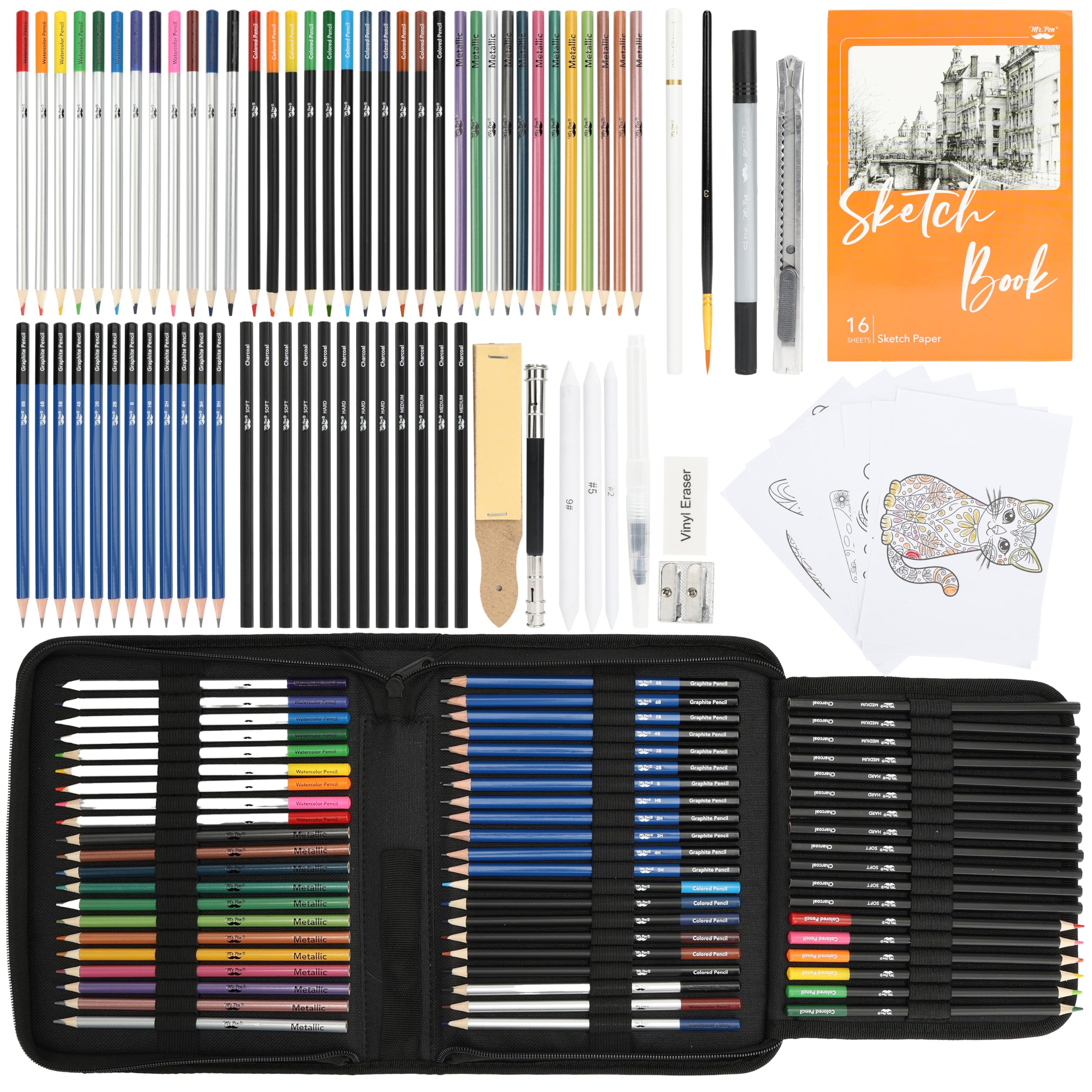 Mr. Pen- Drawing Set Sketching Kit, 81 Pack, Art Supplies with Sketchbook