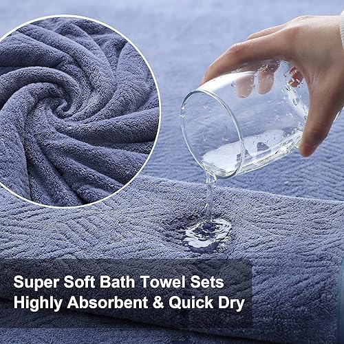 Miniatura 3 de Paquete de 4 toallas de baño extra grandes de 35 x 70 pulgadas, altamente absorbentes, de secado rápido, toallas de baño grandes de microfibra de