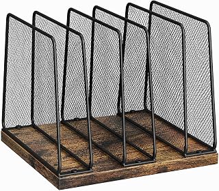 OPNICE Desk File Organizer, Mail Organizer, Large, Brown | Vertical Letter Holder & Document Sorter, Office Desk Organizer for Files, Bills, Mail, Magazines and Paper Storage