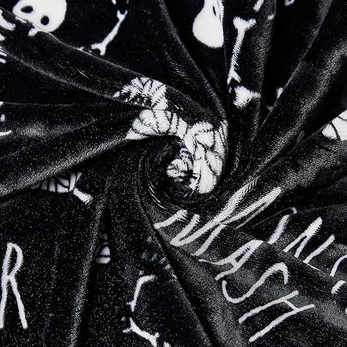 Miniatura 3 de Rae Dunn Manta suave y decorativa para cama o sofá, mantas acogedoras para sofá, manta de felpa suave con huesos bordados, 50 x 70 pulgadas