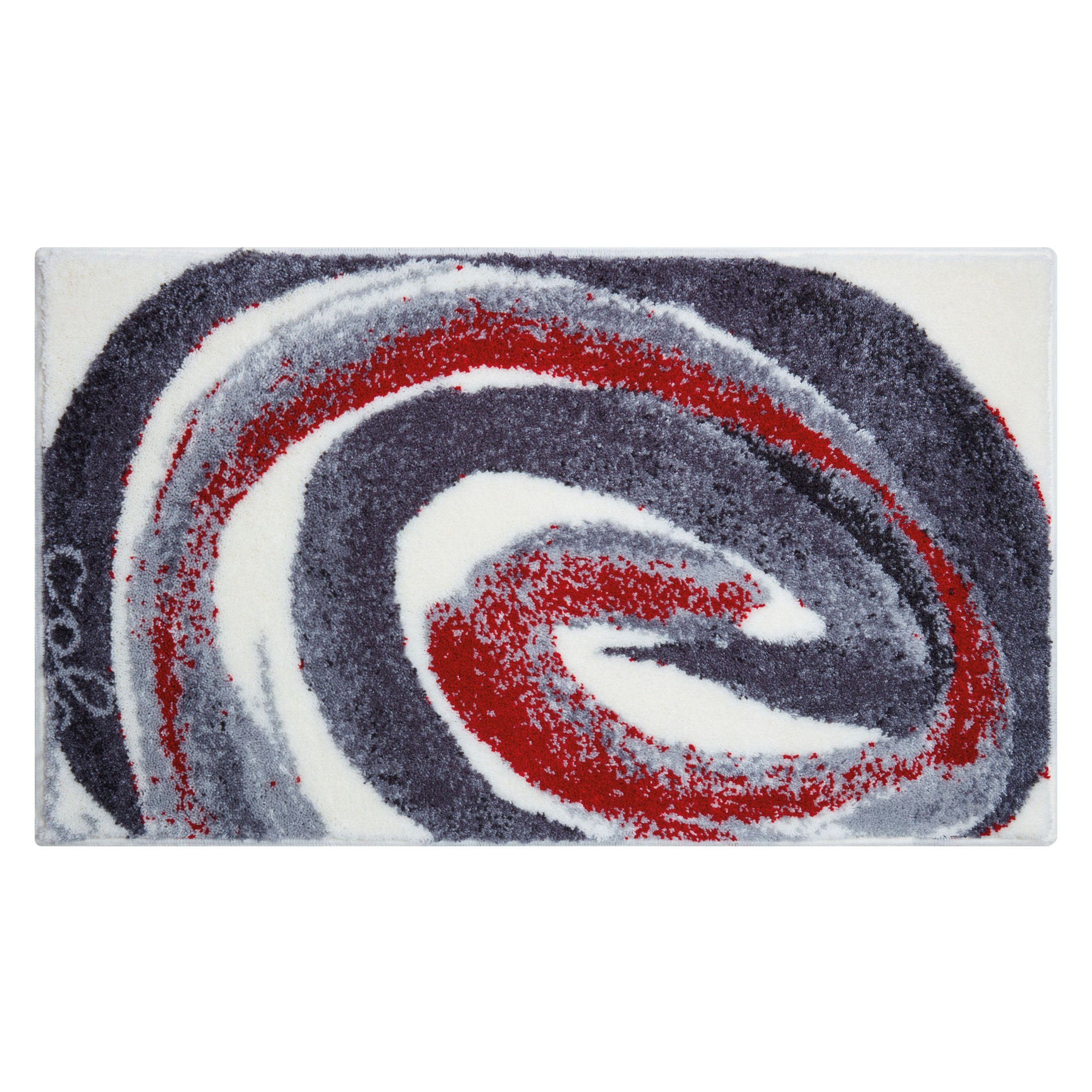 Grund Alfombra de Baño de Diseño COLANI, Ultra Suave y Absorbente, Antideslizante, 5 Años de Garantía, Colani 42, Pequeña Alfombra 50x60 cm, Gris Rojo