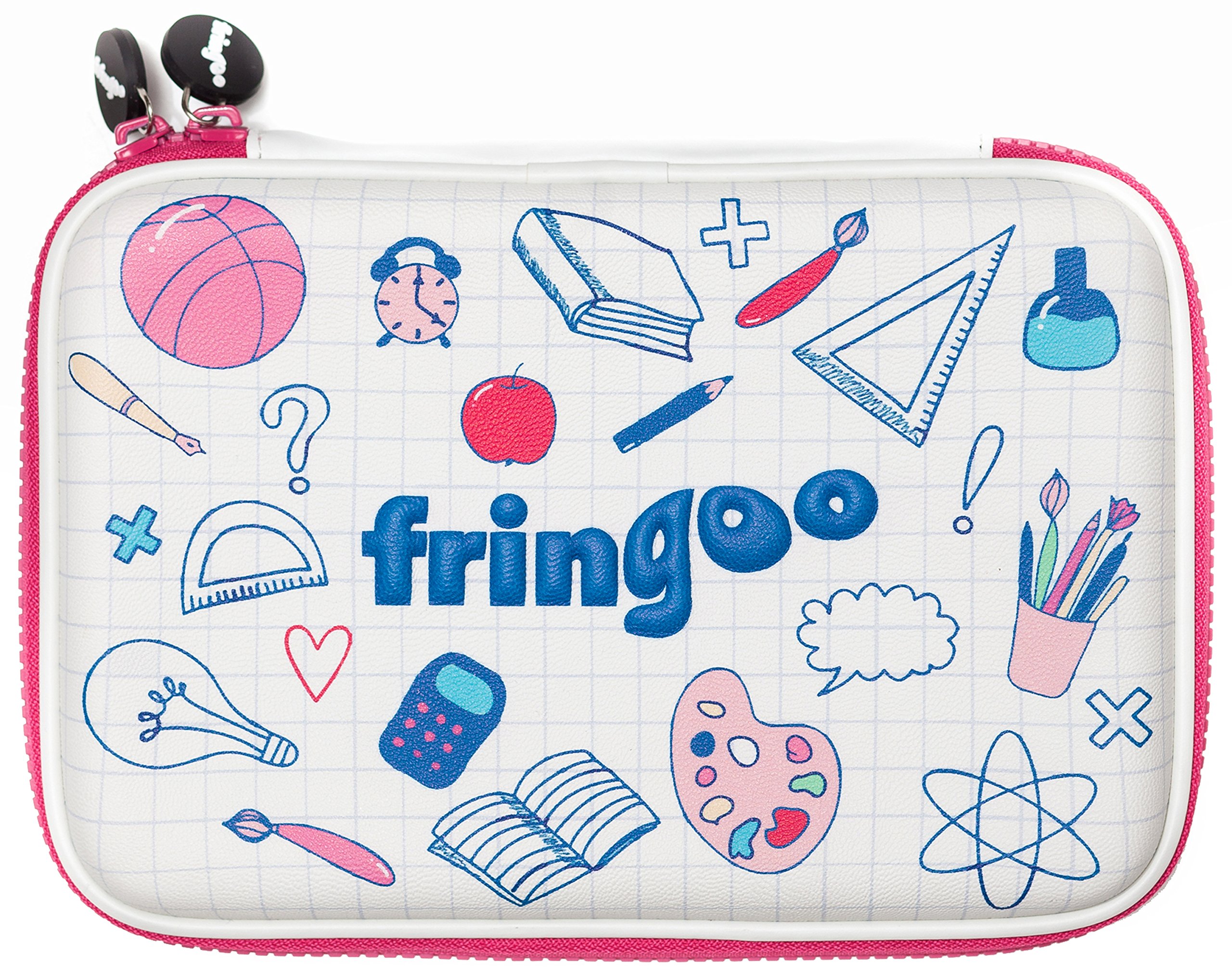 Fringoo® Astuccio per bambini con copertina rigida in rilievo, doppia cerniera, organizer per cancelleria, divertente, design unico con unicorno (carlini yoga