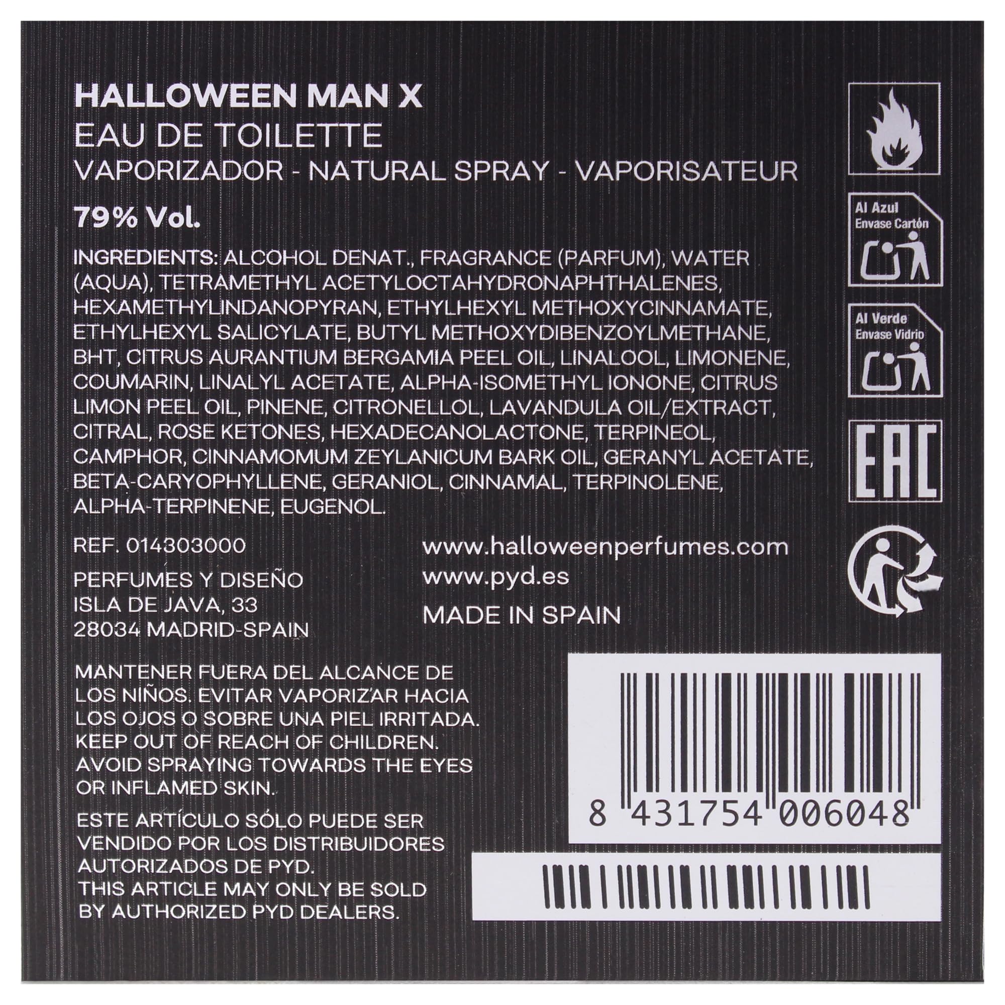 Halloween Man X Eau de Toilette 75 ml Oriental Fougère Vaporizador