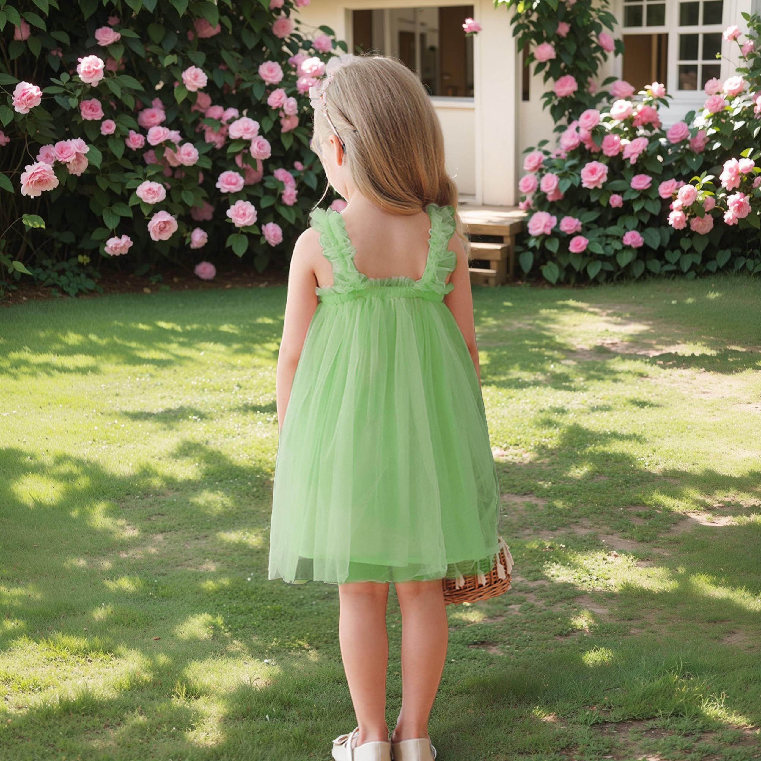 Miipat Robes Bébé Fille Jeune Enfant Princesse Tulle Tutu Robe vec Ceintures de Tête Florale pour Gâteau Cassé Fête d'anniversaire Prise de Photos Mariage
