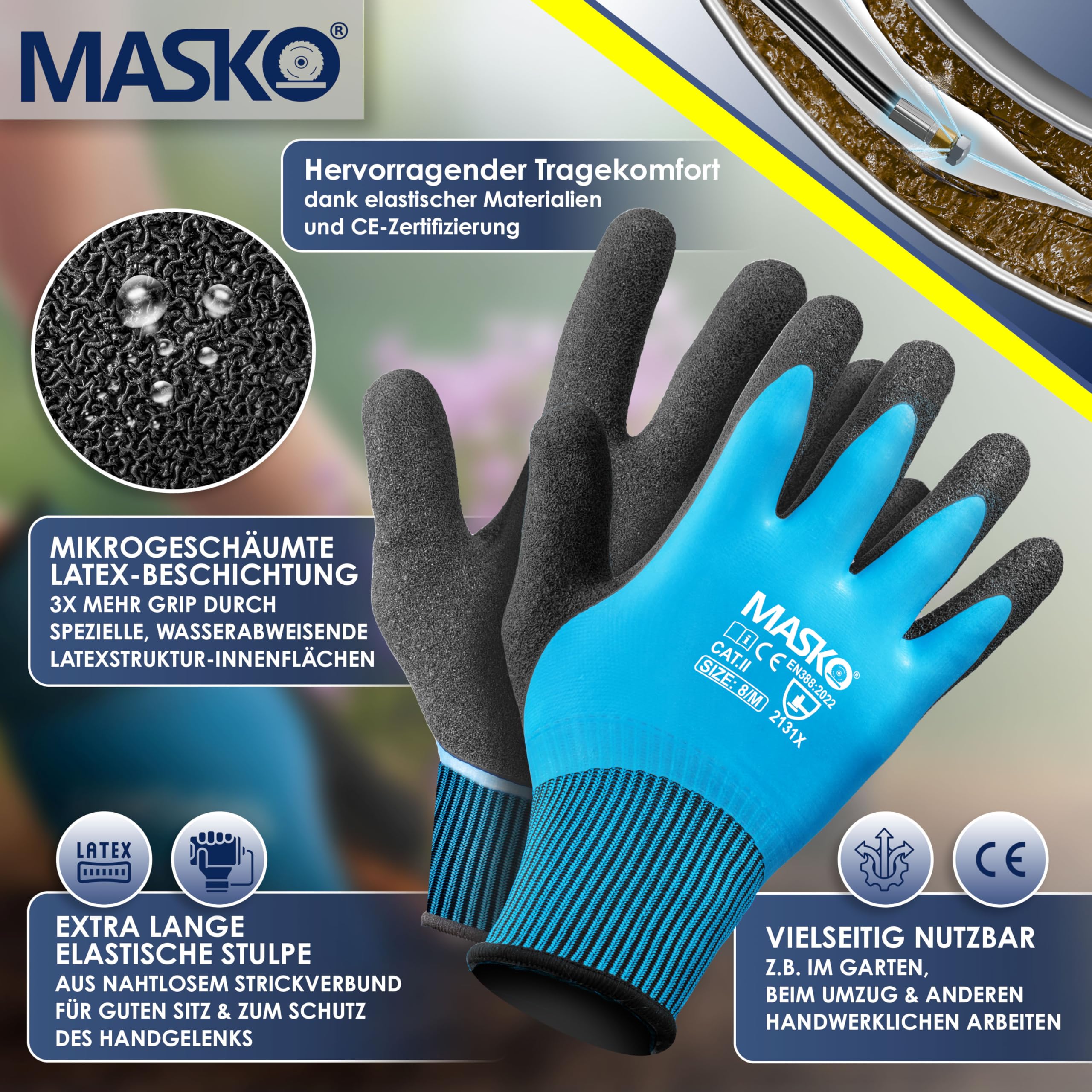 MASKO Rohrreinigungsschlauch Set 15m 200 bar kompatibel mit Kärcher K2-K7 LAVOR Hochdruckreiniger