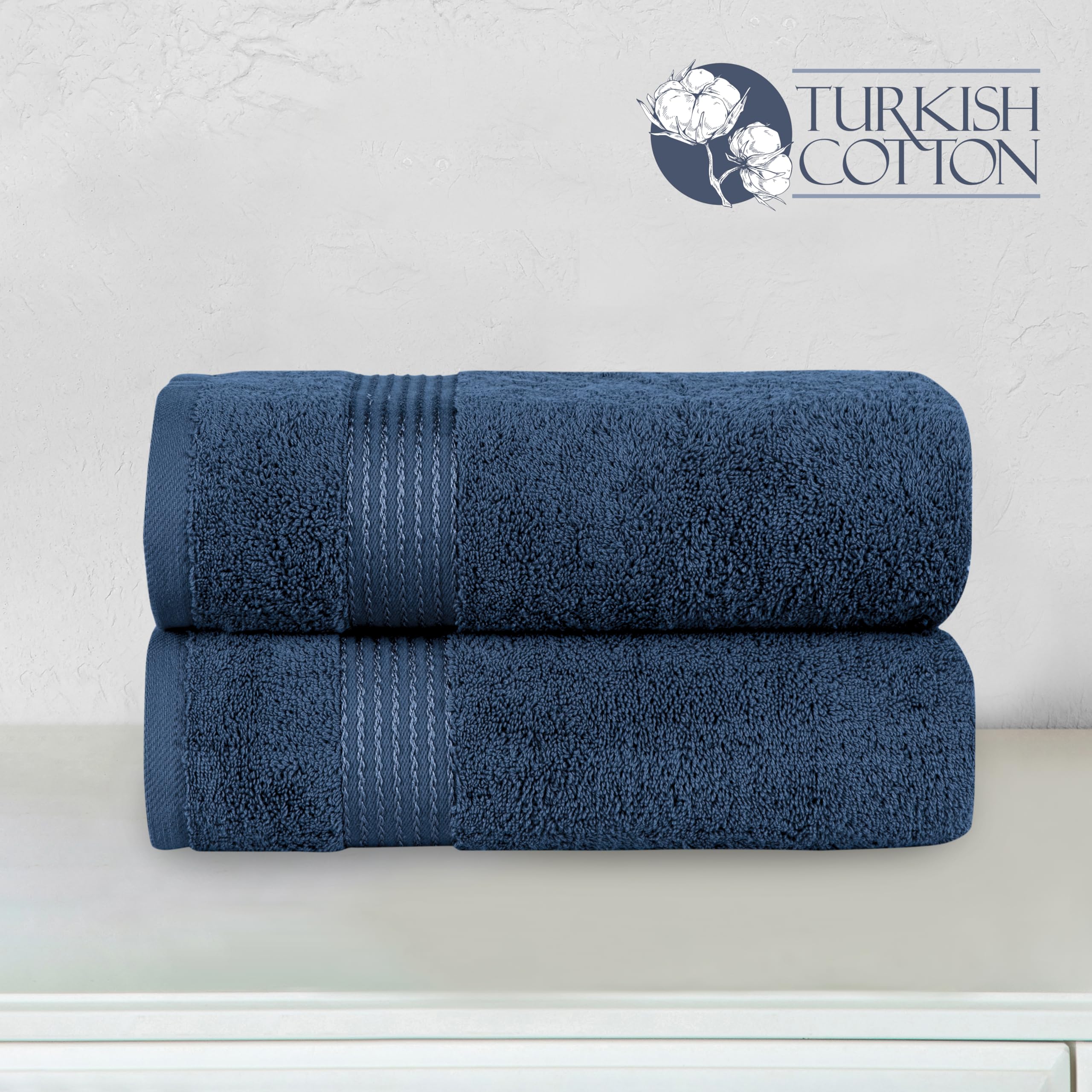 Elegant Comfort Juego de 2 Toallas de baño de algodón Turco, 27 x 54 Pulgadas, lujosas Toallas de baño de 100% algodón Turco de Calidad de Hotel, Altamente absorbentes, Toallas de