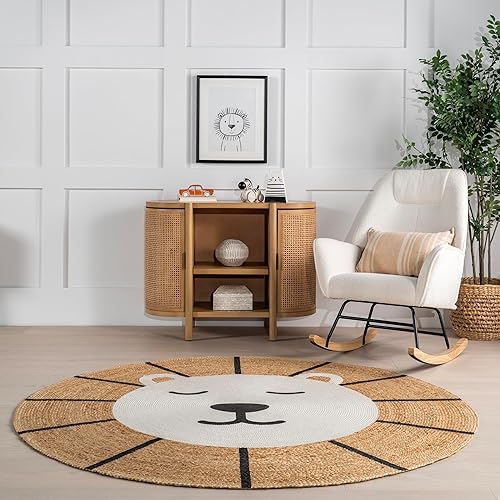 Miniatura 7 de nuLOOM Waverly Graphic - Alfombra redonda de yute para comedor, alfombra neutra, alfombra para sala de estar, cuarto de bebé, cocina, natural