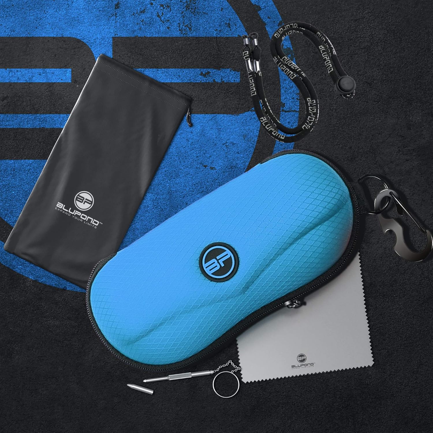 BLUPOND Sunglasses Case Semi Hard EVA Shell with Metal Hanging Hook Belt Clip Sun Glasses Storage - Image 2