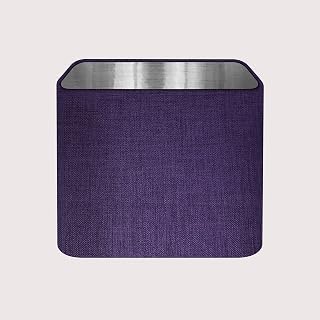 Rounded Square Purple Textured Woven Crosshatch Fabric with a Brushed Silver Metallic Lining Lampshade Ceiling Light Shade