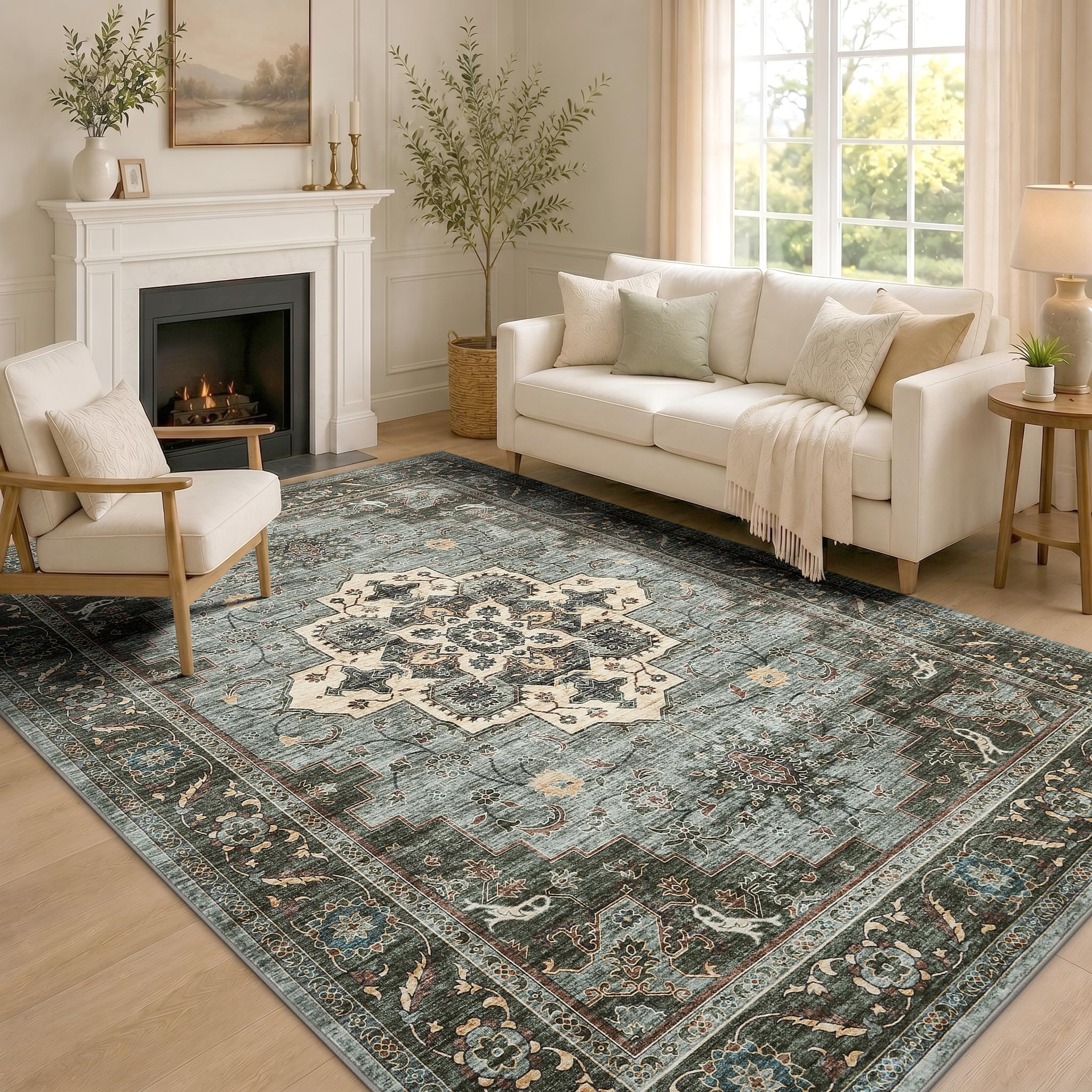 Homaxy Vintage Teppich Wohnzimmer