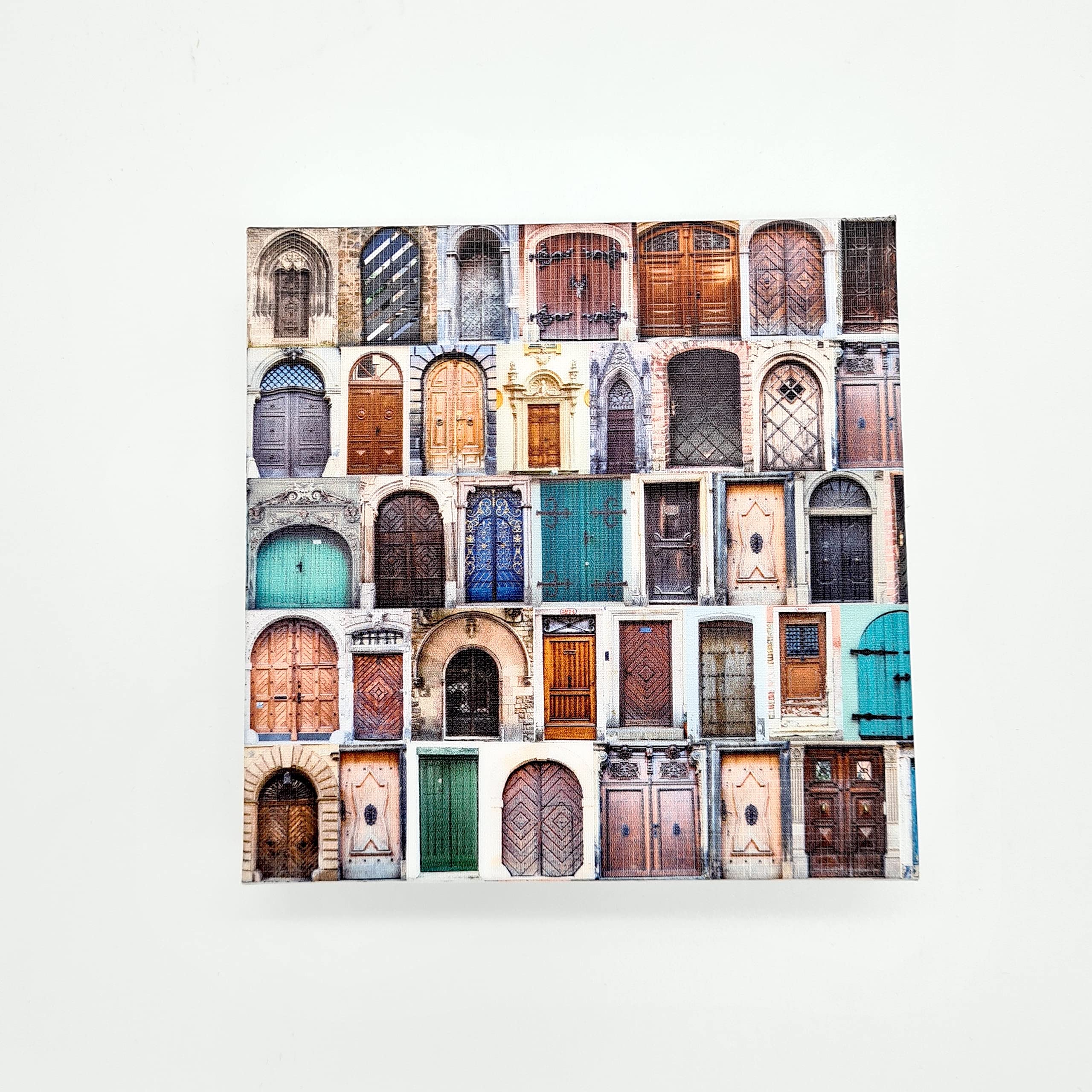 Studio Manhattan Art+Design Art Block 5x5 inches Colorful Doors (Dark) Abstract Art Modern Framed Ink Canvas Wall Art for Bedroom Living Room Home Office Wall Decor Picture Artwork Ready to Hang