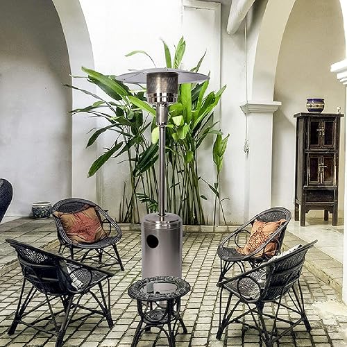 Miniatura 9 de Calentador de patio al aire libre, calentador de gas LP de propano con ruedas, 87 pulgadas de alto, 36000 BTU para patio comercial y residencial