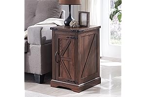 JXQTLINGMU End Table with Hidden Blanket Storage and Charging Station