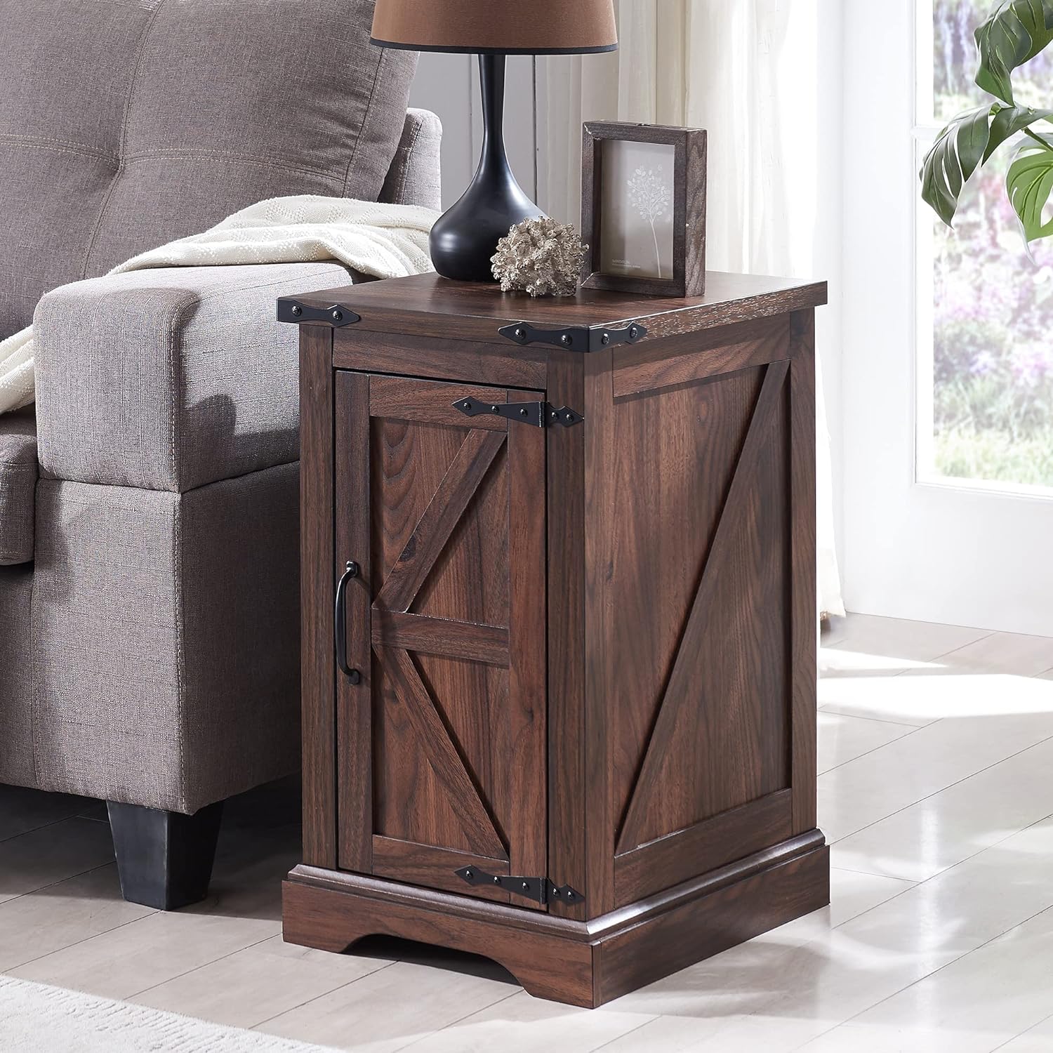 JXQTLINGMU Nightstand with Charging Station, Rectangular