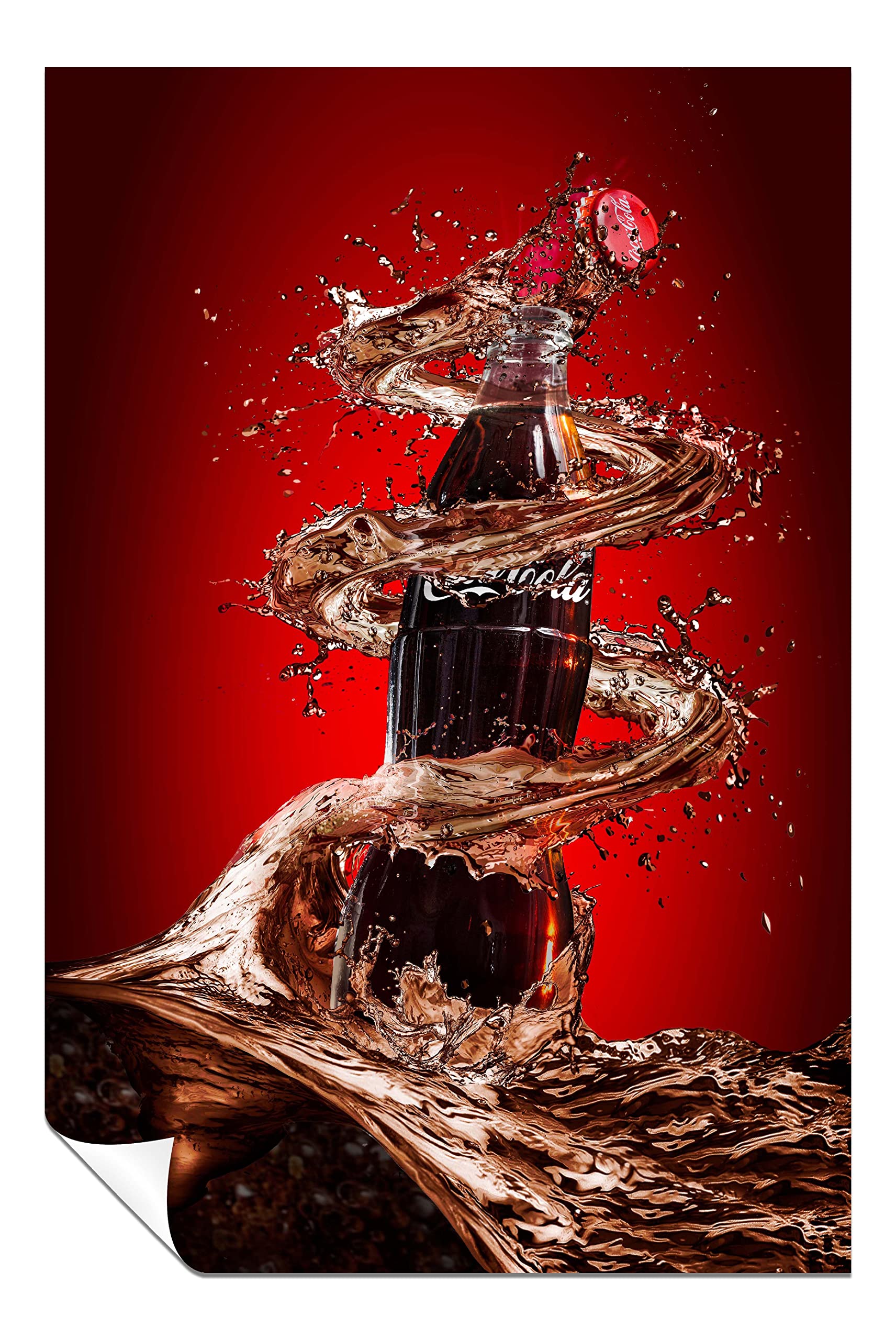 Panther Print Fine Art Prints Coca Cola Splash Drink Artistic Unframed Poster, Pictures For Home Walls, Bedroom, Living Room & Bathroom Decor 91X61cm (36X24in)