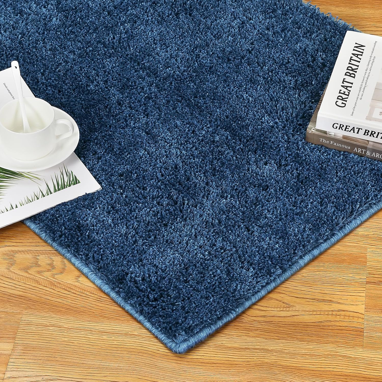 COZYLOOM 2x8 Shag Runner Rug, Blue