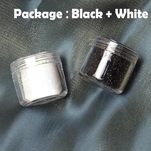 Miniatura 7 de Allstarry Polvo de purpurina de uñas de 2 colores, polvo de arena blanca y negra, efecto de azúcar, capa de caramelo, festival, bricolaje,