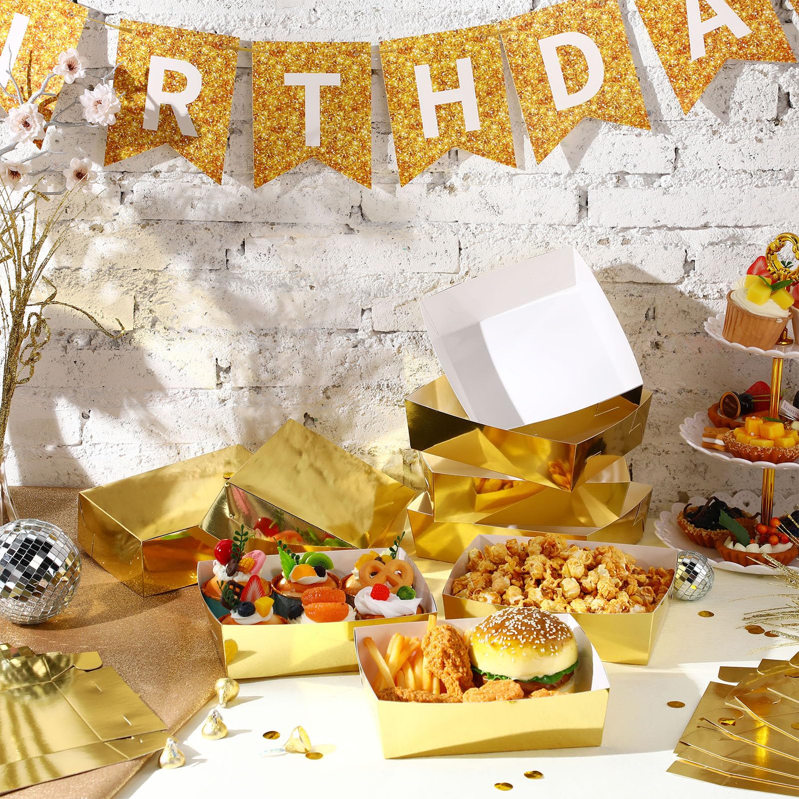 100 Pcs Paper Food Trays Boat 2lb Disposable Nacho Trays Kraft Paper Boat For Tacos Concession Back To School Halloween Christmas Party Supplies(Red - View #3