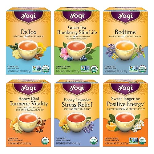 Miniatura 1 de Yogi Tea - Caja de regalo Yogi Favorites (paquete de 6)  DeTox, té verde arándanos Slim Life, hora de acostarse, miel Chai, miel y lavanda alivio