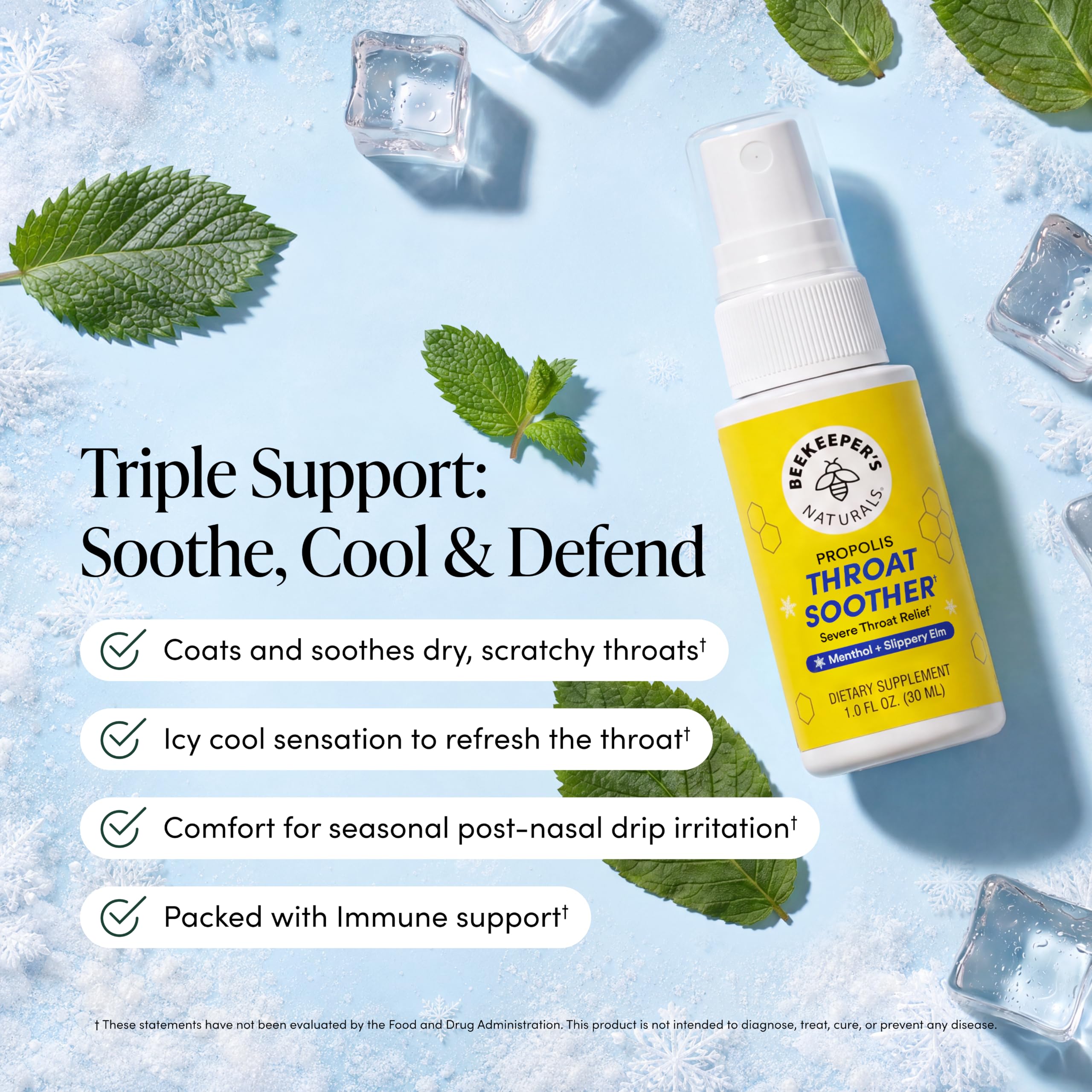 Beekeeper's Naturals Propolis Throat Soother Spray w/ Menthol - Fast Relief — Amazon image 2