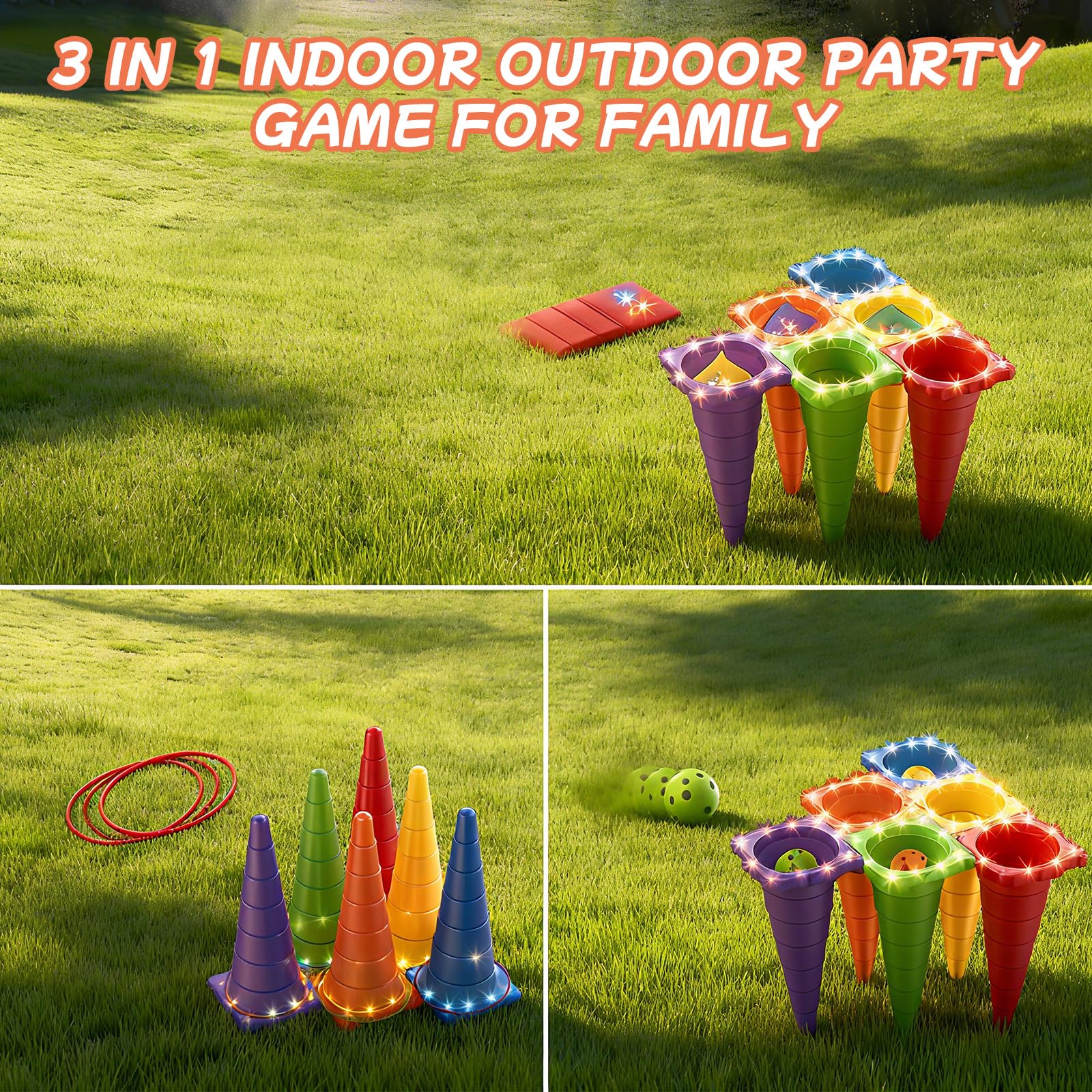 Ysityum Light Up Throwing Games, Children's Party Ring Toss Game, Varied Gameplay, Outdoor, Bean Bag Toss, Garden Games - Image 4