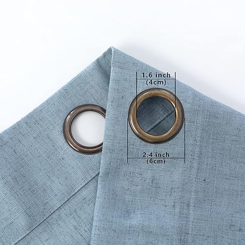 Miniatura 5 de KOUFALL Cortinas de lino azul piedra para dormitorio, 2 paneles de cortinas semitransparentes con ojales de bronce para sala de estar, azul