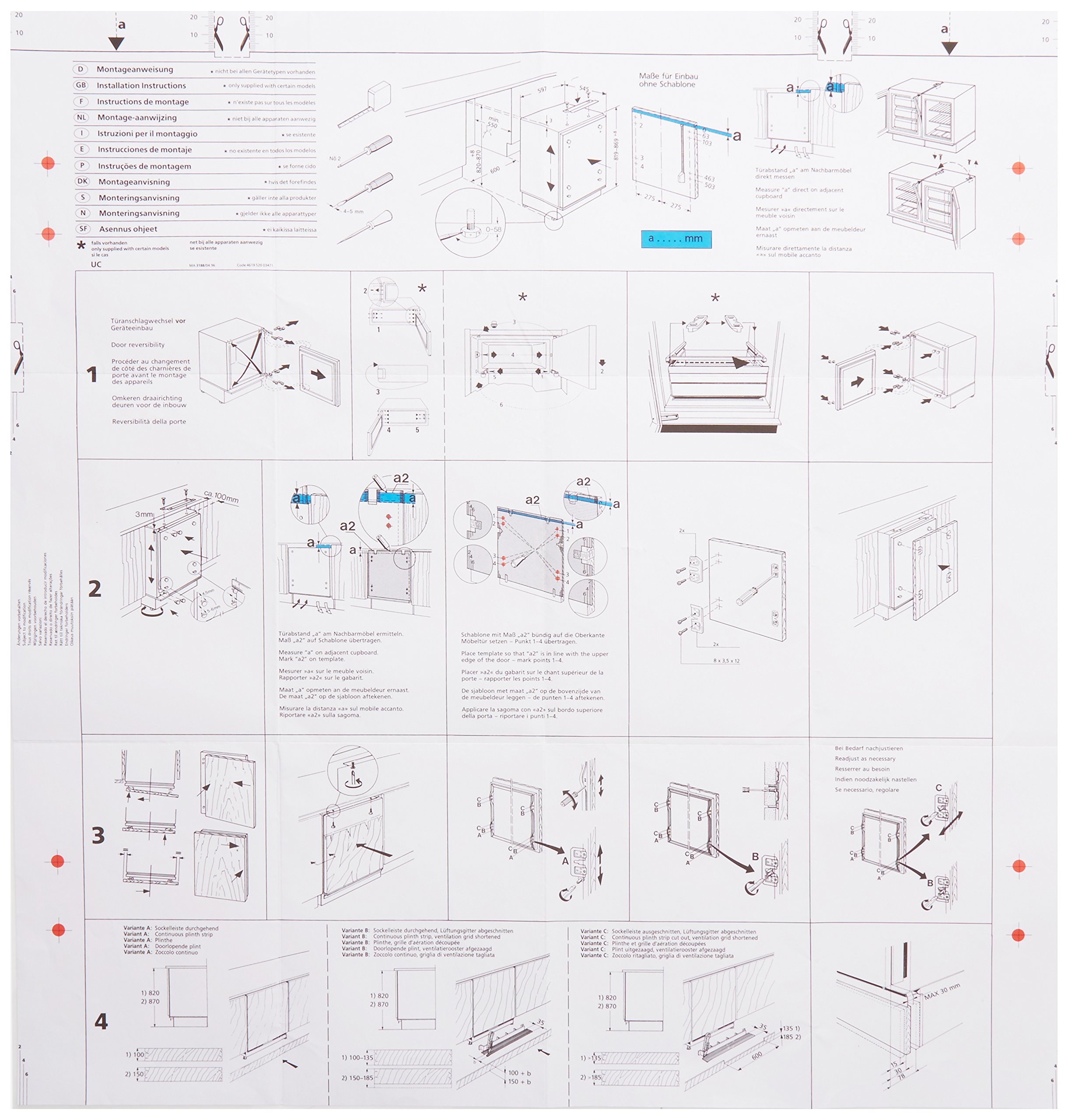 Bauknecht Beko Diplomat Ignis Ikea Integra Tecnik Whirlpool Refrigeration Tool Mounting Template. Genuine part number 481231018197