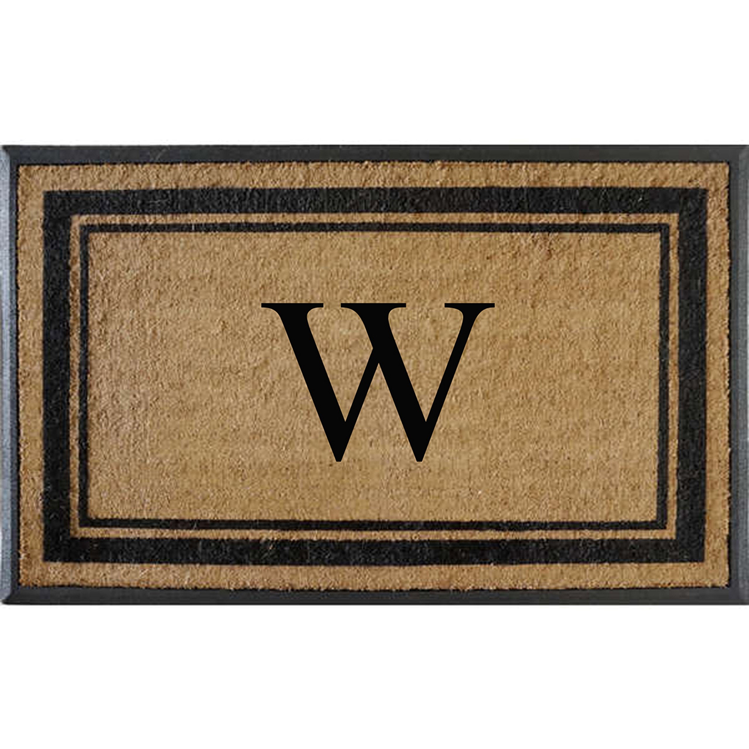 A1 Home Collections Doormat, 30x48, Natural Coir & Rubber, Monogrammed Front Door Mat, Heavy Duty, Low Maintenance