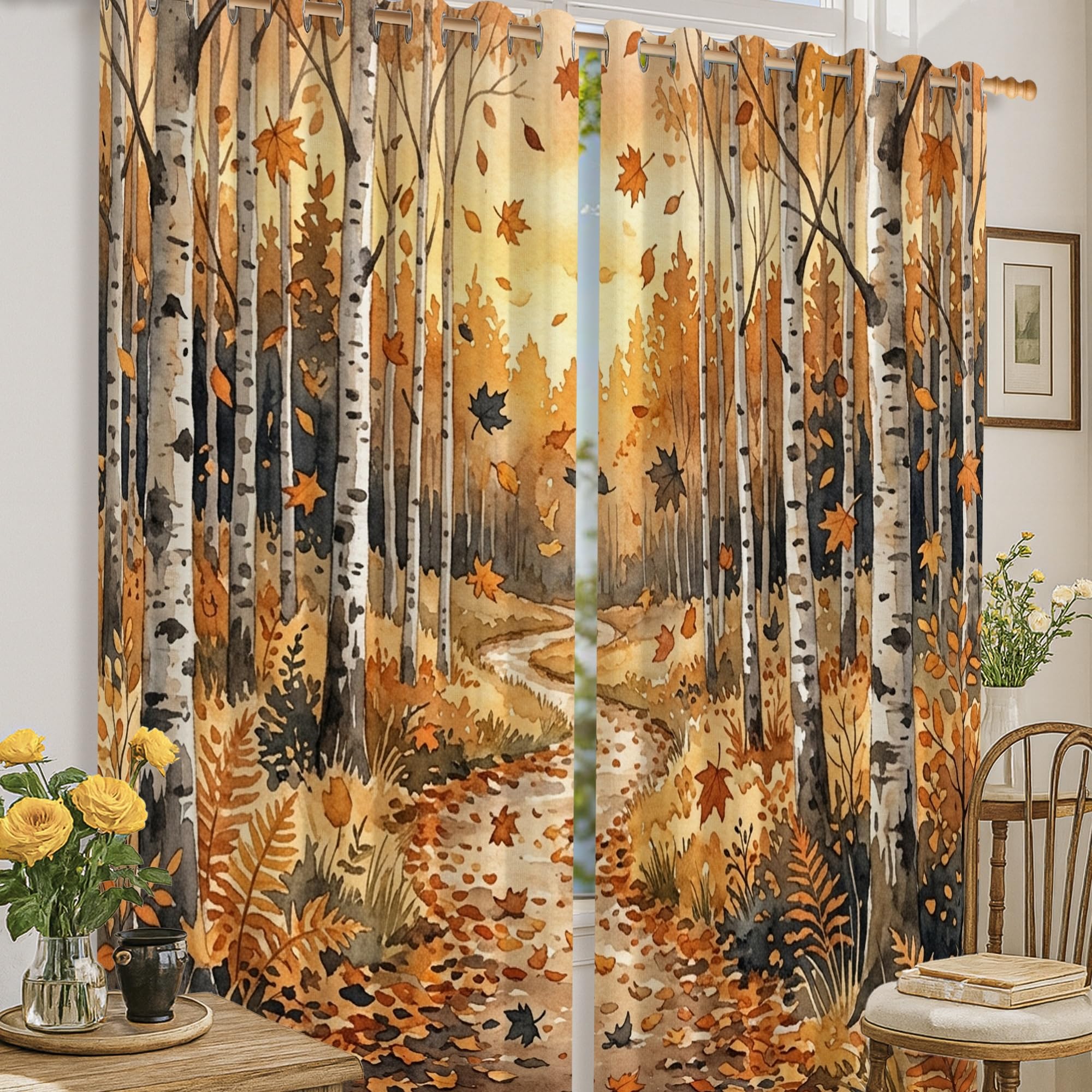 Rideaux occultants isolation thermique contre le froid pour salon orange