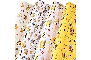 Titiweet Construction Wrapping Paper - Truck Wrapping Paper for Boys