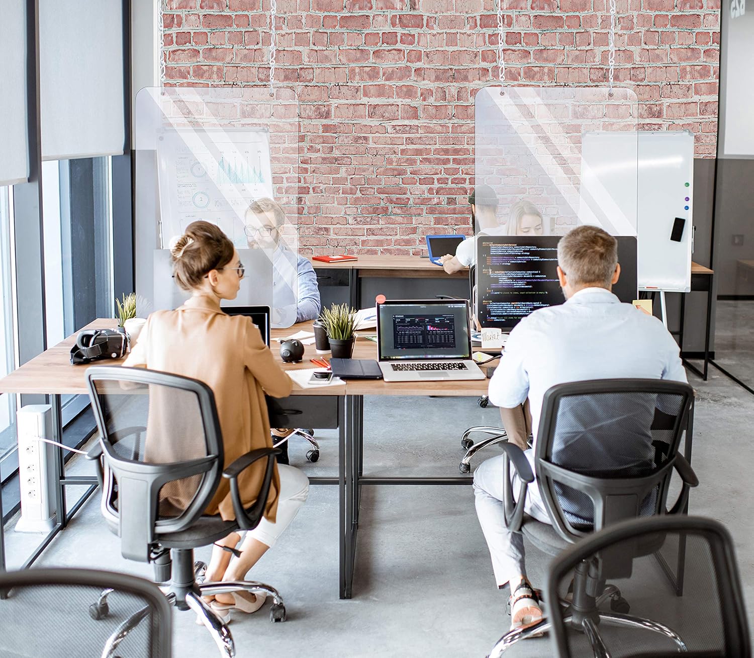 Best Seller Alpine Industries Plexiglass Sneeze Guard - Hanging Acrylic Shield - Heavy Duty Protective Barrier - Hanging Protective Sneeze Shield for Business, Office, Restaurant, Schools, Cafeterias (1, 30 x 40)